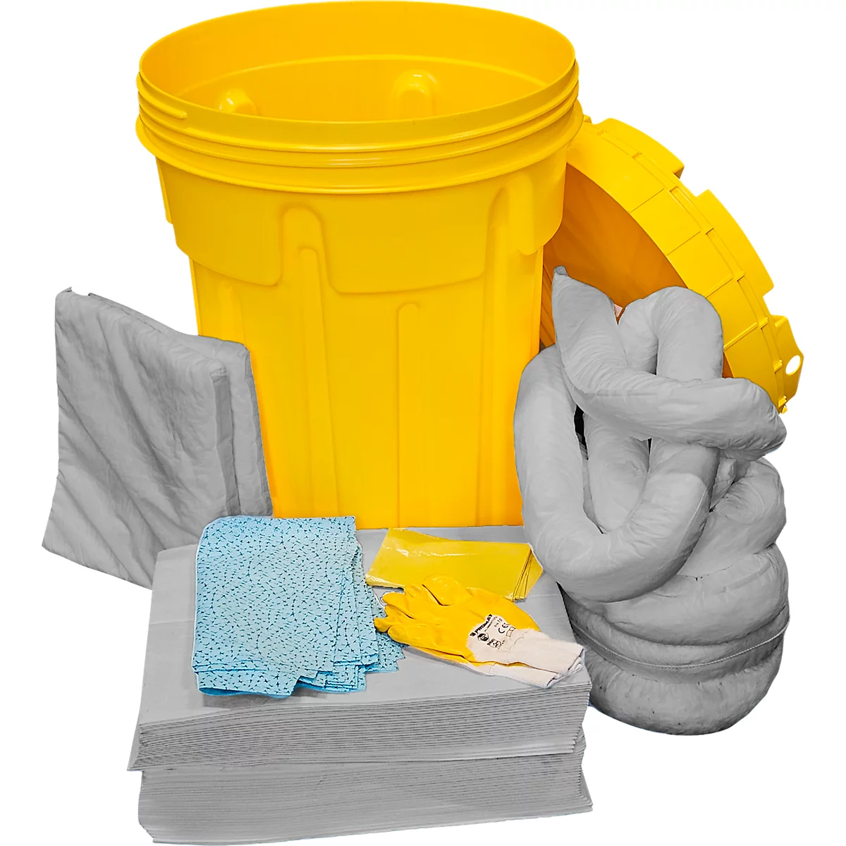Kit d'urgence anti-fuites dans fût de sécurité UN, universel, pour les huiles par exemple, coloris