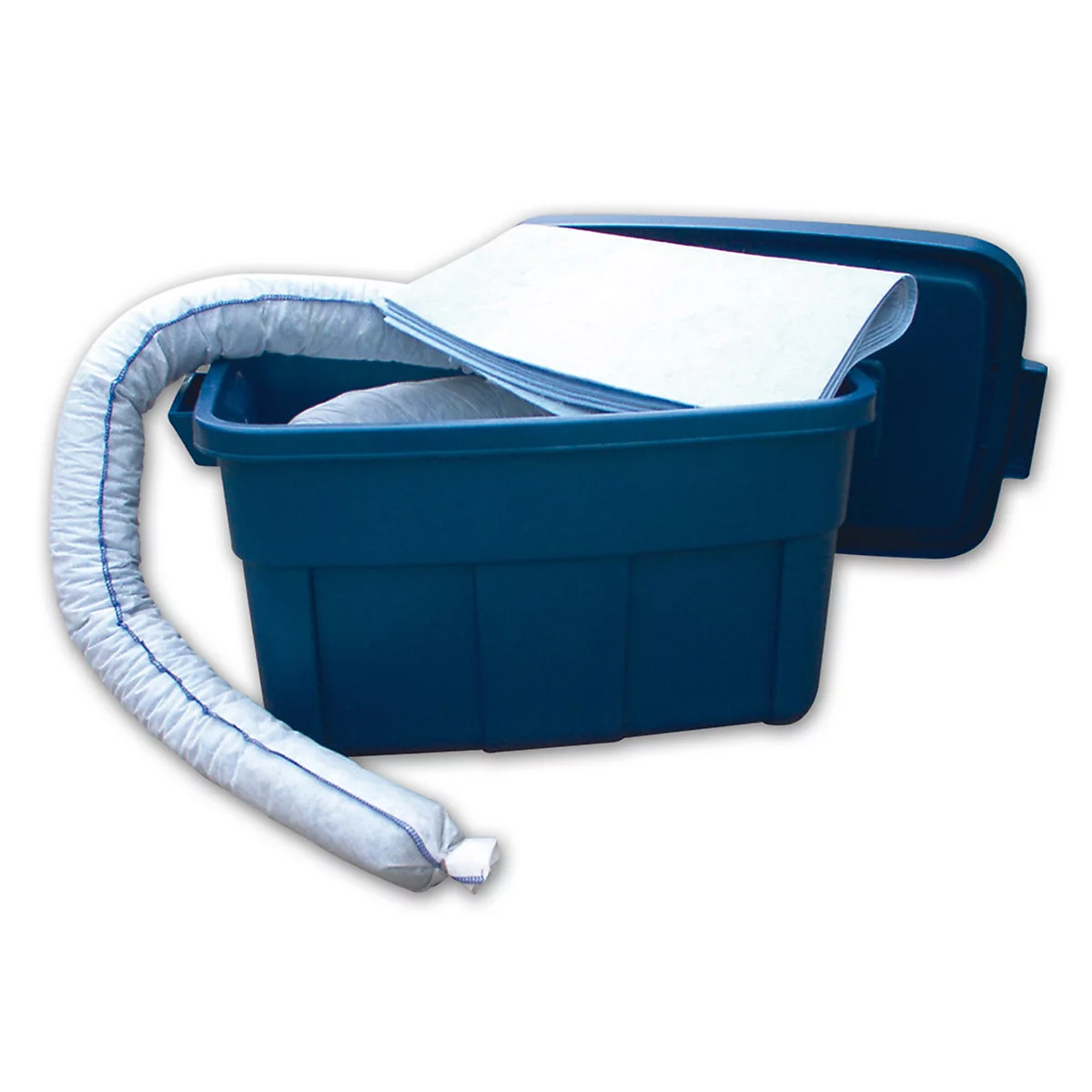 Kit d'urgence anti-fuites, pour jusqu'à 50 L d'huile, essence et diesel, dans une boîte pratique pour le transport