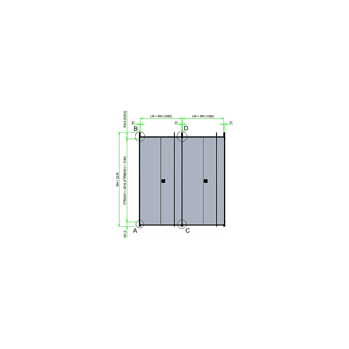 Kit de montaje para puertas abatibles de la estantería sin tornillos R 3000/4000, tornillos y tuercas