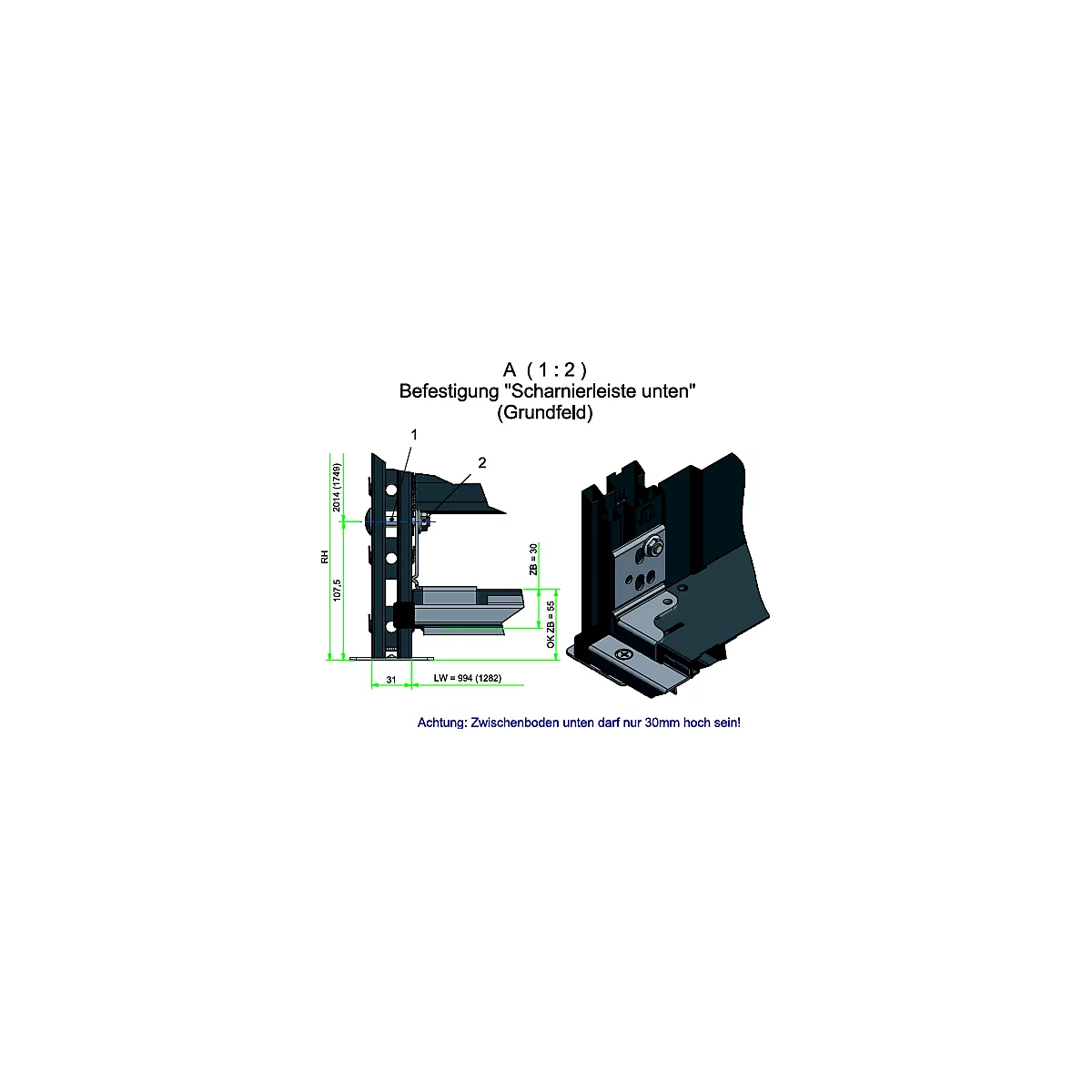 Kit de montaje para puertas abatibles de la estantería sin tornillos R 3000/4000, tornillos y tuercas