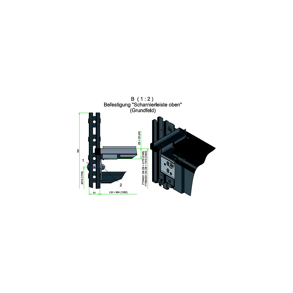 Kit de montaje para puertas abatibles de la estantería sin tornillos R 3000/4000, tornillos y tuercas