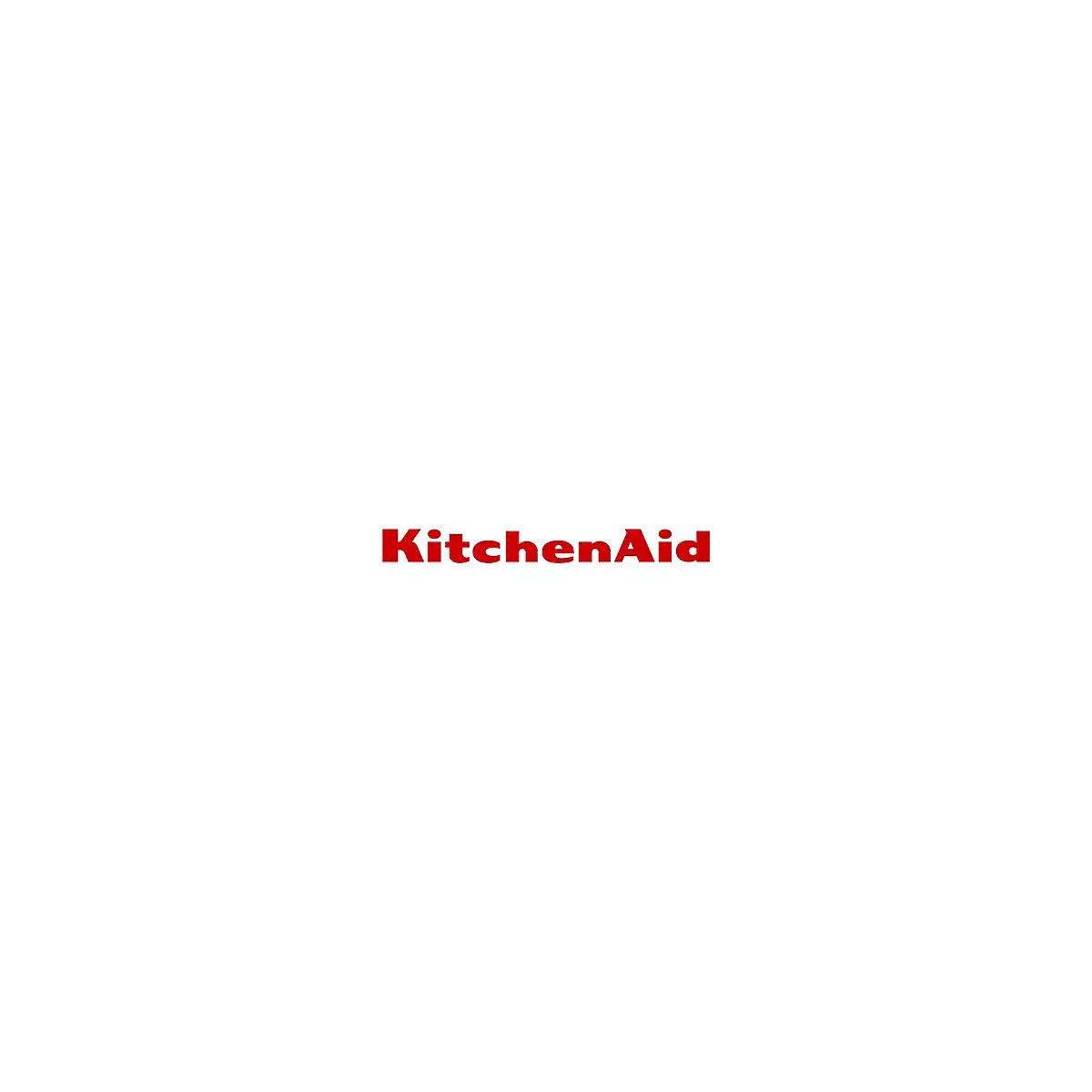 Roter KitchenAid-Schriftzug auf weißem Hintergrund.