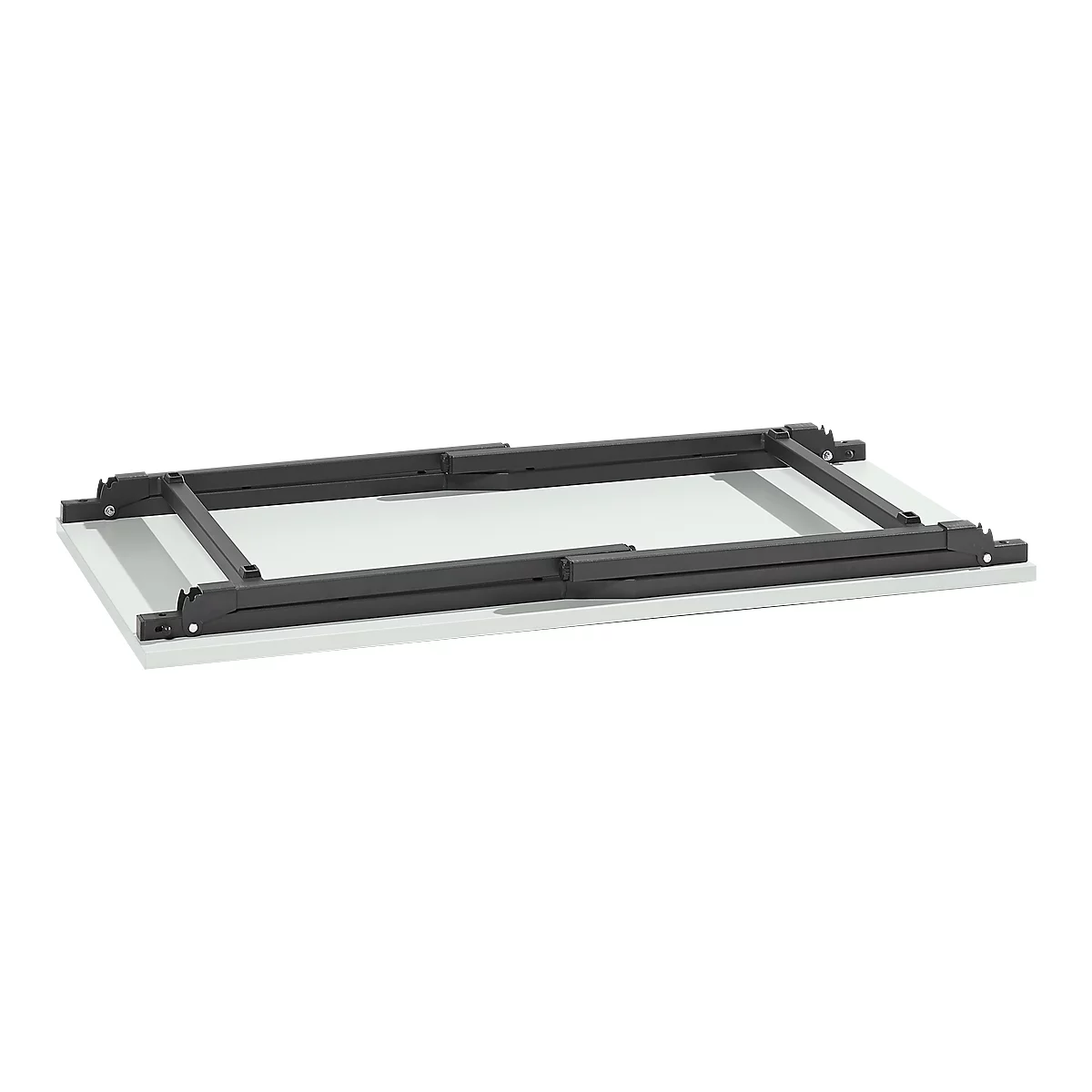 Klapptisch, stabiles 4-Fußgestell mit Spezial-Klappbeschlag, B 1600 x T 800 x H 725 mm, lichtgrau/schwarz