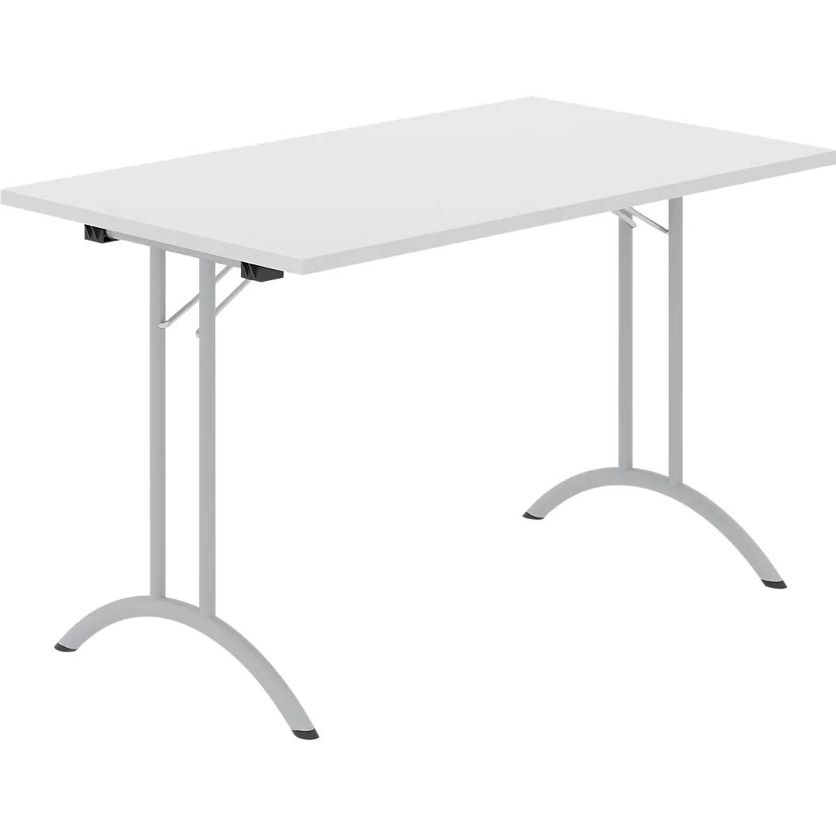 Klaptafel - B 1200 x D 700 x H 720 mm - dubbel T-poot frame - speciaal klapbeslag en vloercompensatie - lichtgrijs/alusilver - Schäfer Shop Select 
