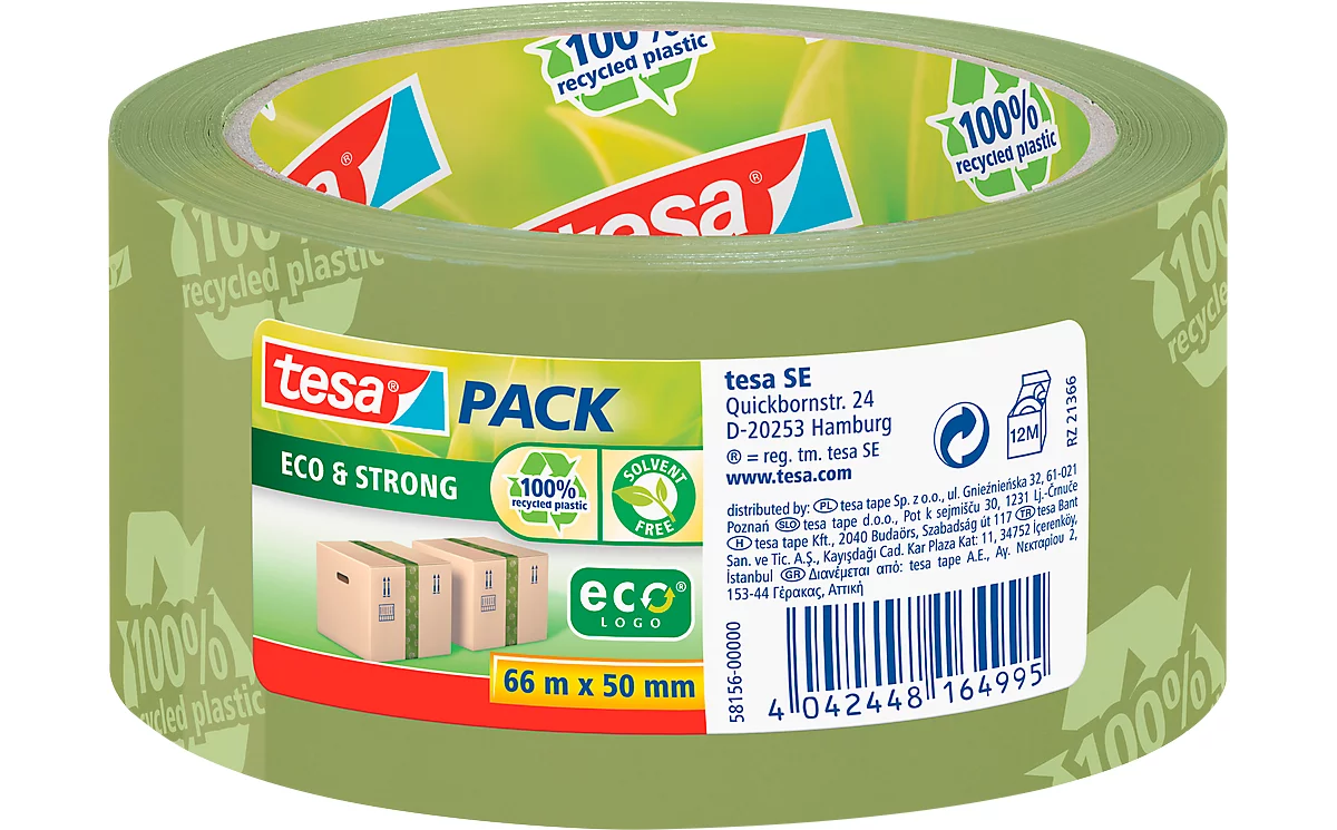 Klebeband Paketklebeband tesapack® Eco & Strong,, 6 Rollen, grün (bedruckt)