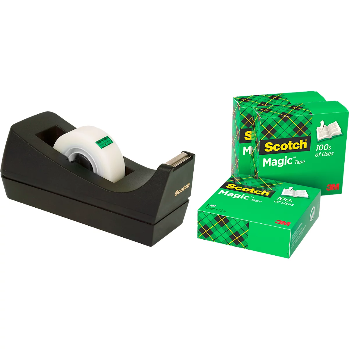 Klebeband Scotch® Magic™, L 33 m x B 19 mm, 3 Rollen + Gratis Tischabroller Scotch® Magic™