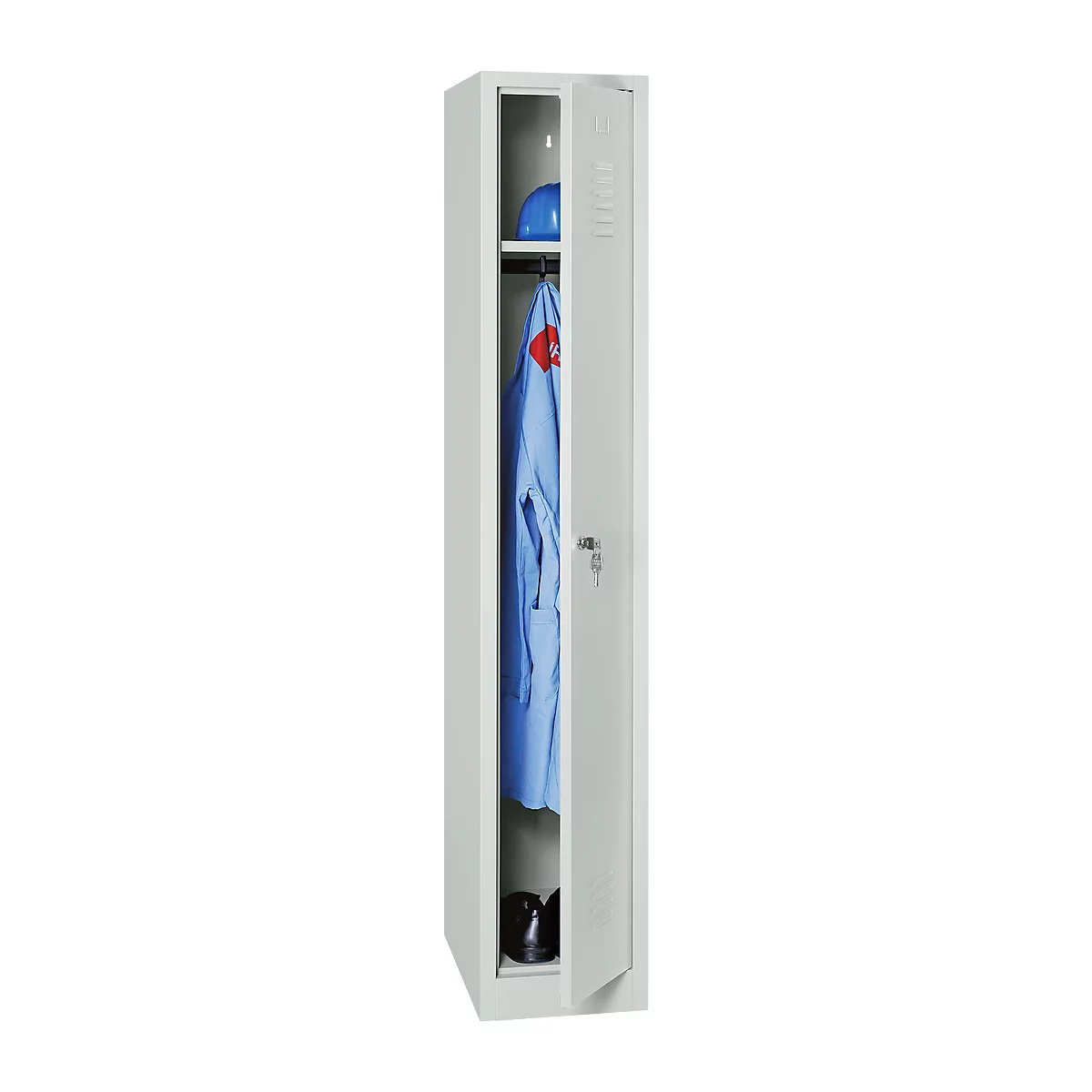Kledinglocker, 1 deur, B 400 x H 1800 mm cilinderslot, lichtgrijs