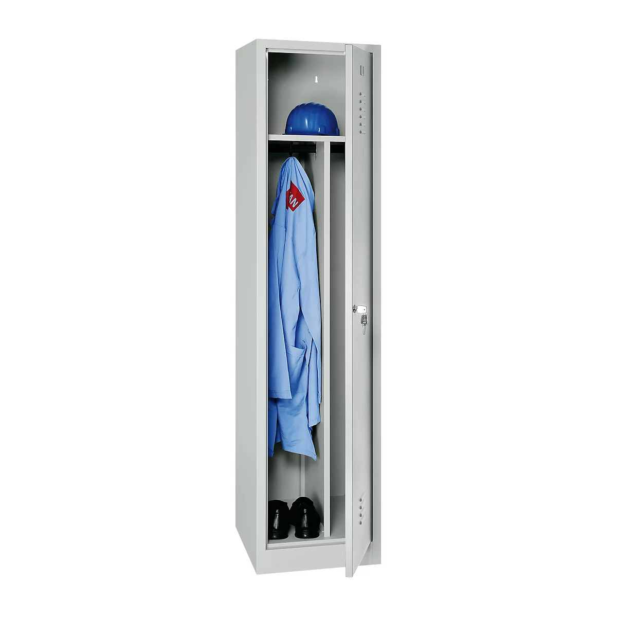 Kledinglocker, 1 deur, B 400 x H 1800 mm cilinderslot, lichtgrijs