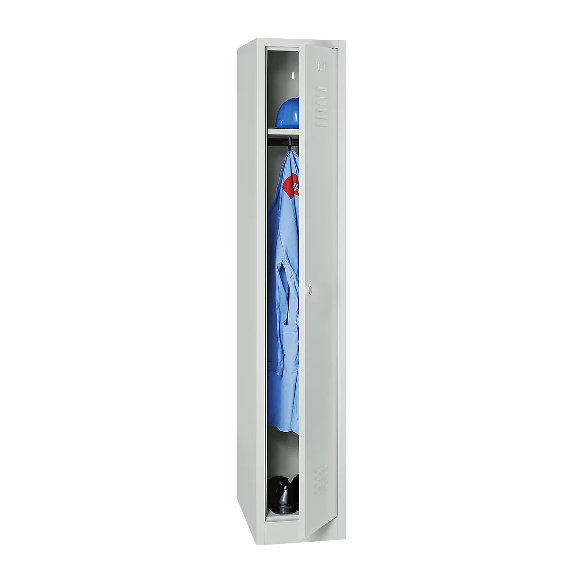 Kledinglocker, 1 deur, B 400 x H 1800 mm draaigrendelslot, lichtgrijs
