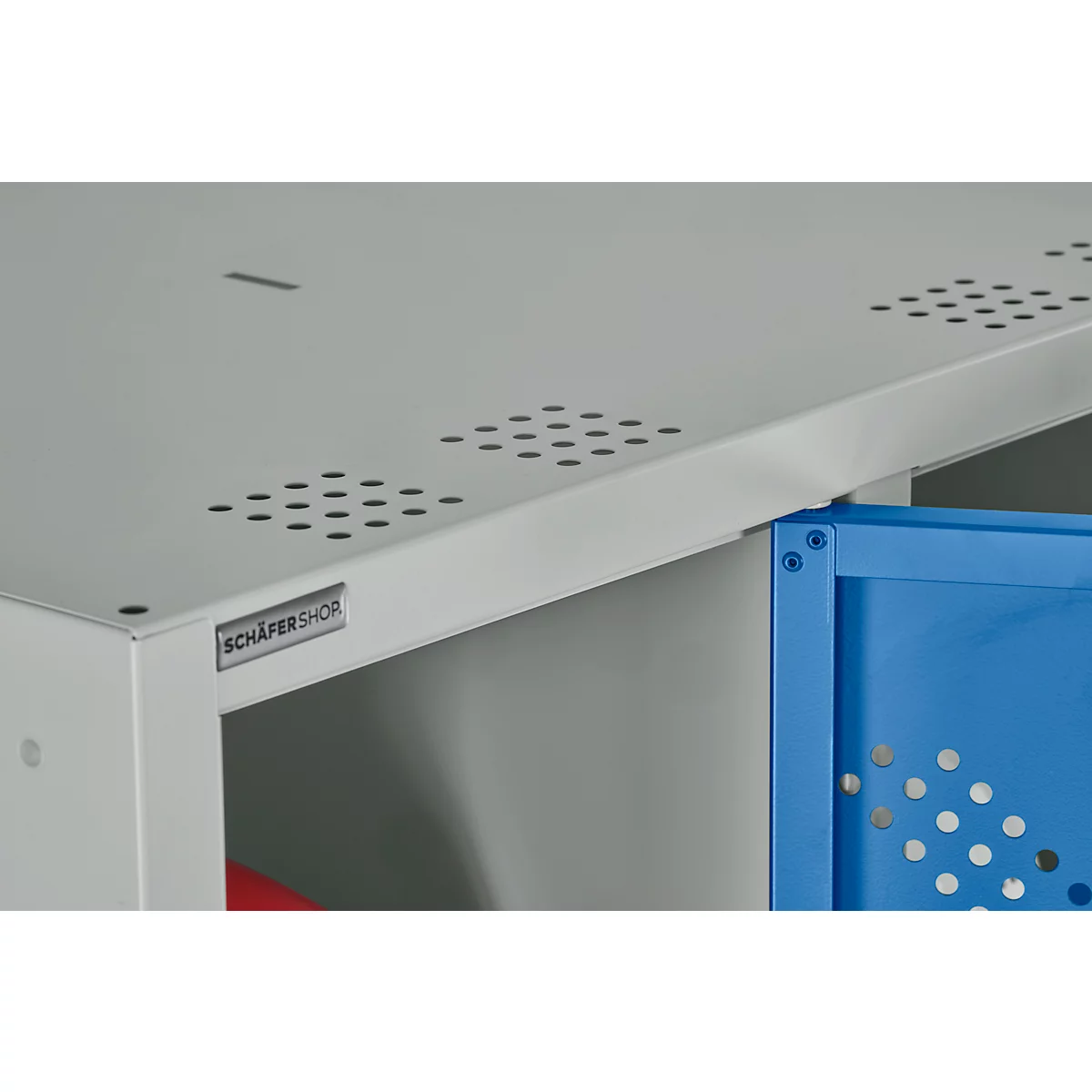 Kledinglocker - 2 compartimenten - B 630 x D 500 X H 1850 mm - met poten – met draaigrendelslot - lichtgrijs RAL 7035/gentiaanblauw RAL 5010 – ons merk Schäfer Shop Pure