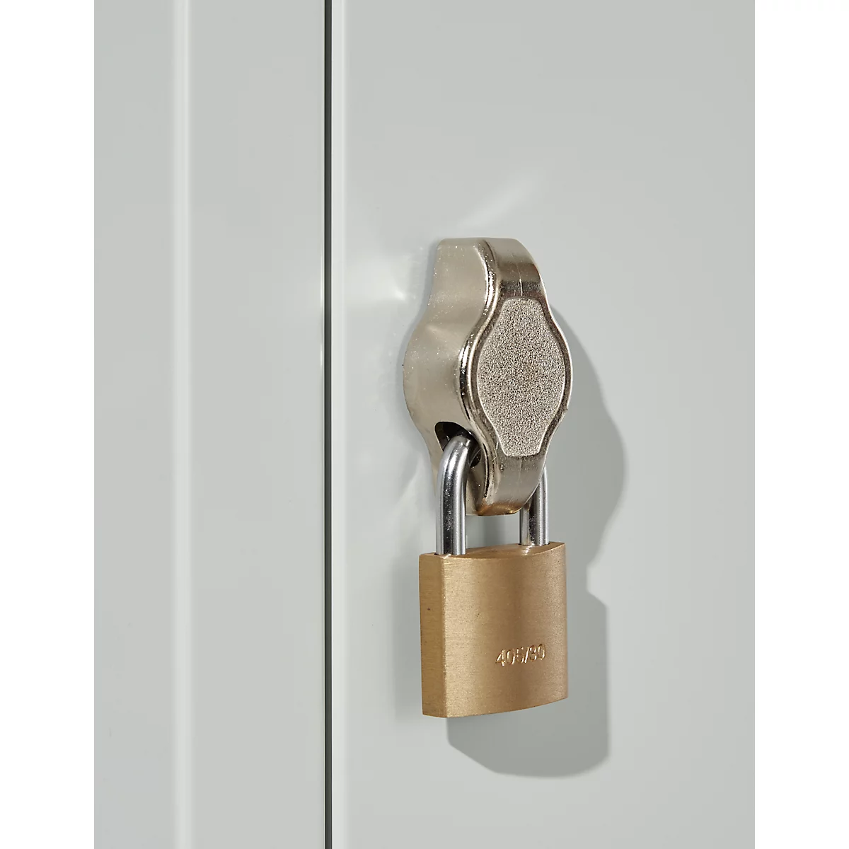 Kledinglocker - 2 compartimenten - B 630 x D 500 X H 1850 mm - met poten – met draaigrendelslot - lichtgrijs RAL 7035/lichtgrijs RAL 7035 – ons merk Schäfer Shop Pure