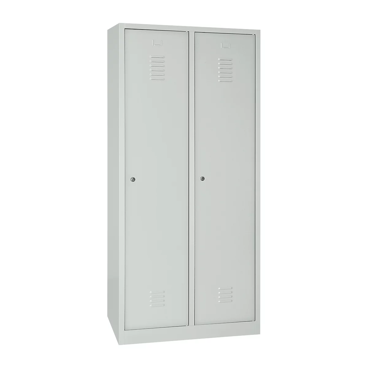 Kledinglocker, 2 deuren, B 800 x H 1800 mm cilinderslot, lichtgrijs