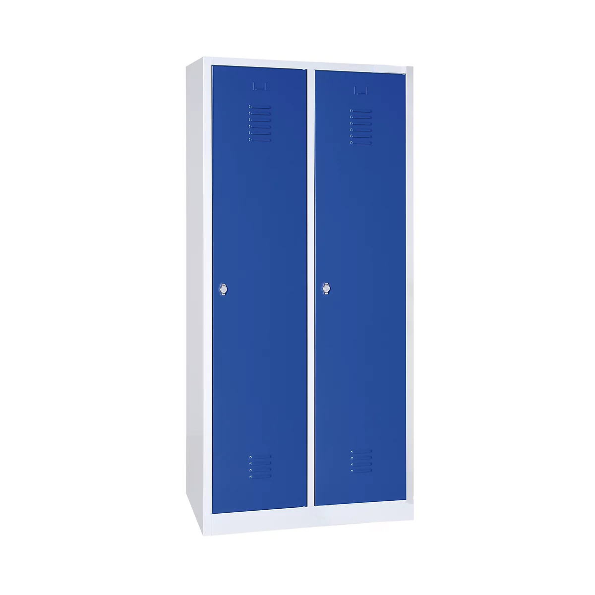 Kledinglocker, 2 deuren, B 800 x H 1800 mm draaigrendelslot, lichtgrijs/gentiaanblauw