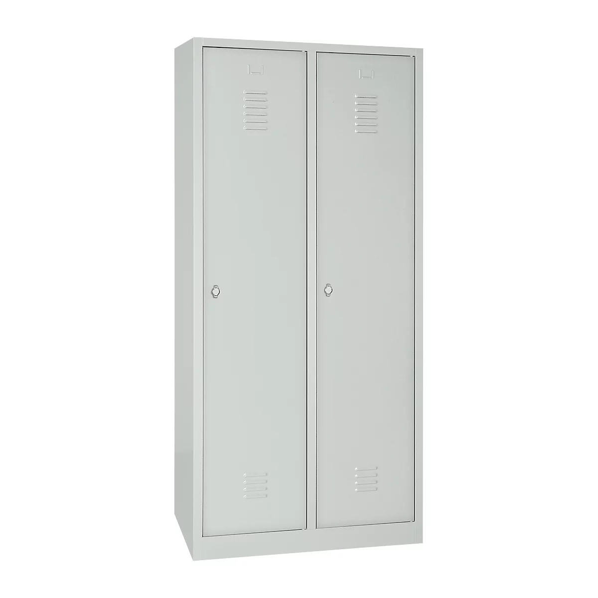 Kledinglocker, 2 deuren, B 800 x H 1800 mm draaigrendelslot, lichtgrijs