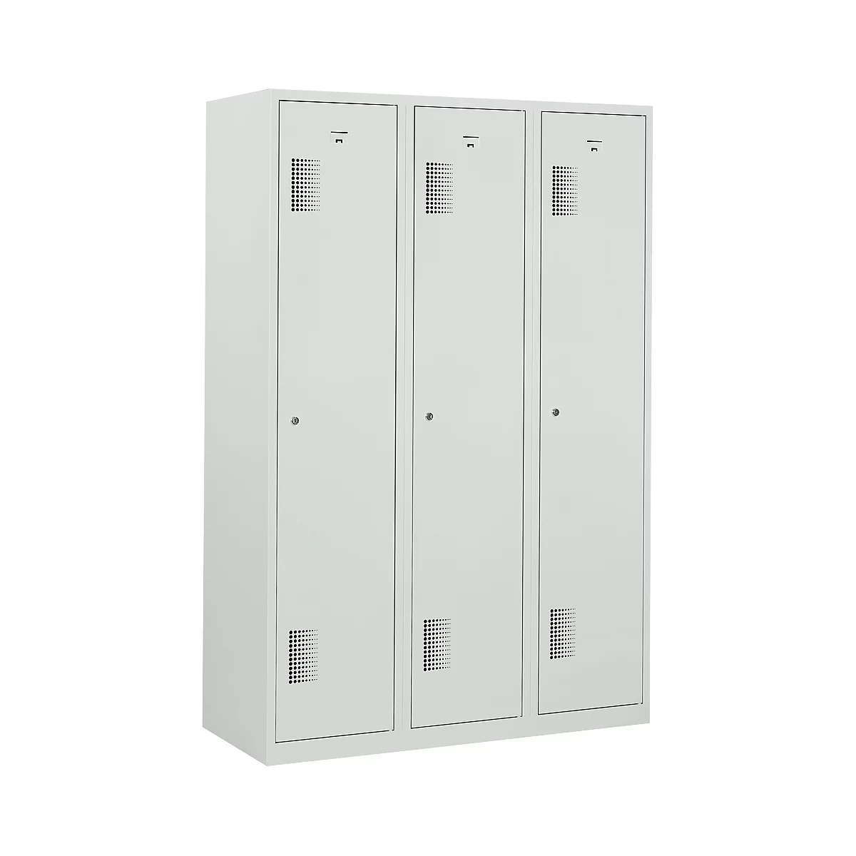 Kledinglocker, 3 compartimenten, grijs RAL 7035 B 1200 x D 500 x H 1800 mm cilinder