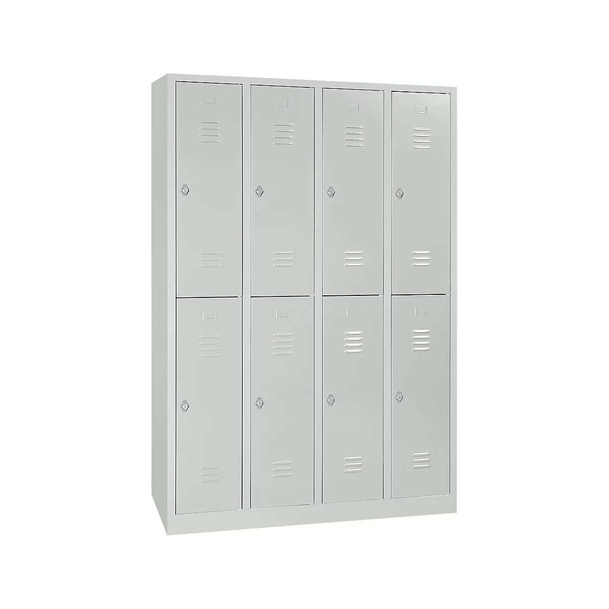 Kledinglocker, 4 compartimenten in twee rijen, B 1170 x H 1950 mm draaigrendelslot, lichtgrijs/lichtgrijs
