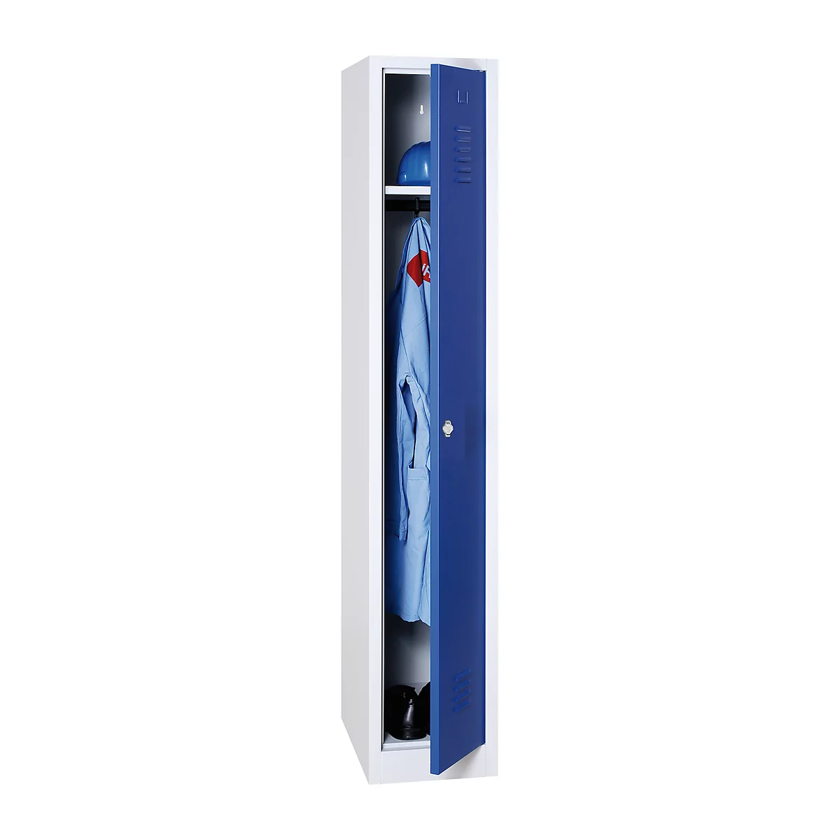 Kledinglocker, B 300 x H 1800 mm lichtgrijs/lichtgrijs RAL 7035/5010 draaigrendelslot
