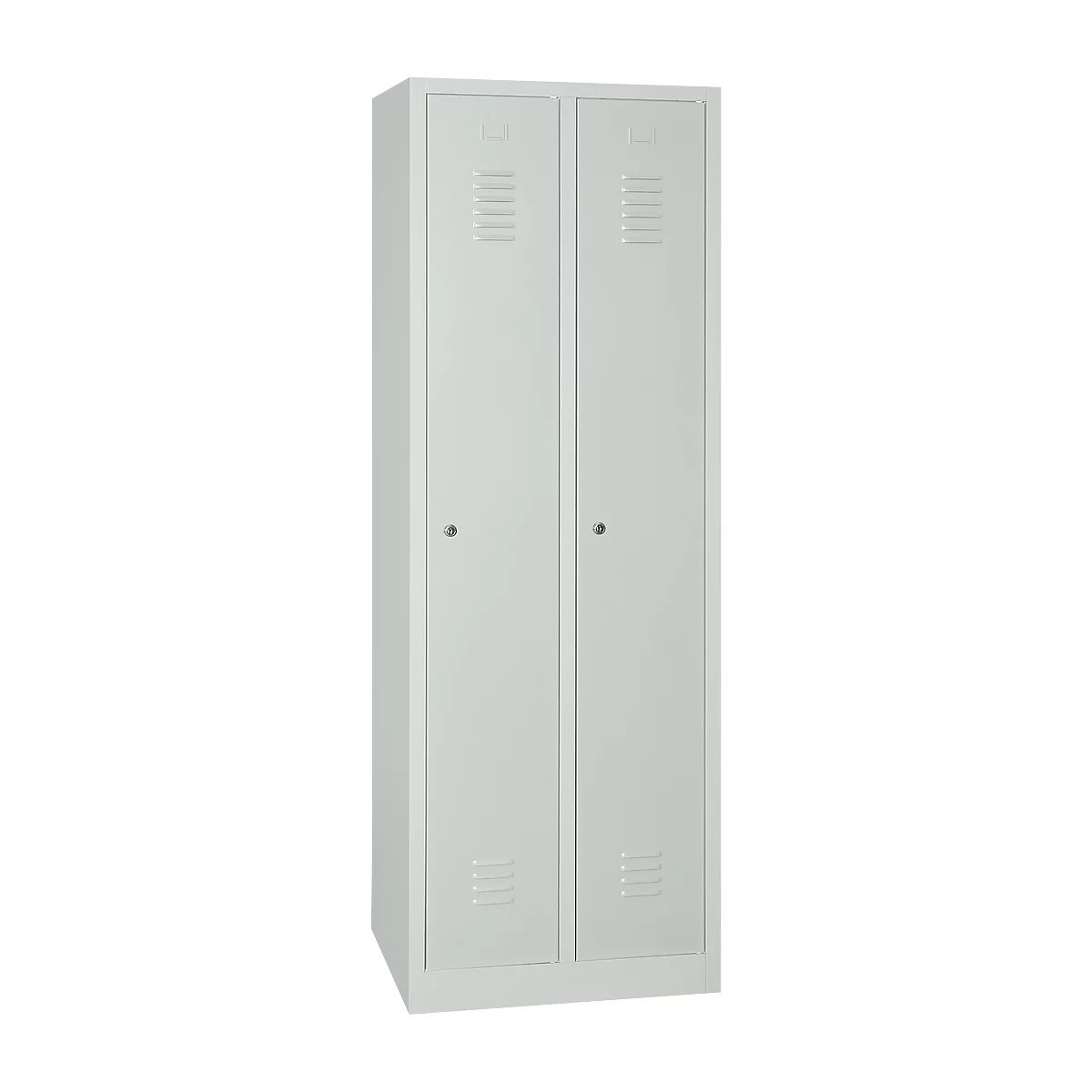 Kledinglocker - met 2 compartimenten - B 500 x D 500 x H 1800 mm - cilinderslot - lichtgrijs