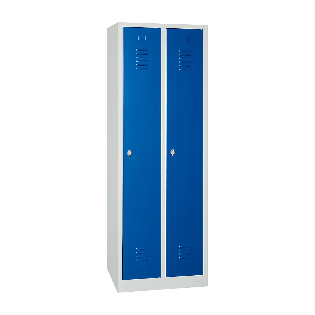 Kledinglocker - met 2 compartimenten - B 500 x D 500 x H 1800 mm - draaigrendelslot - lichtgrijs en blauw