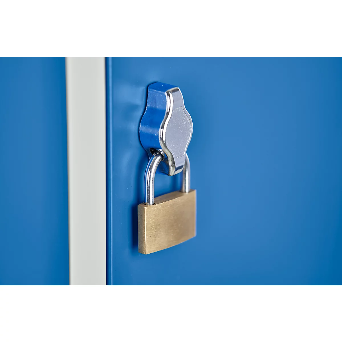 Kledinglocker met 2 compartimenten - stalen - B 600 x D 500 x H 1850 mm - op poten - draaigrendelslot - grijs/blauw - Schäfer Shop Pure