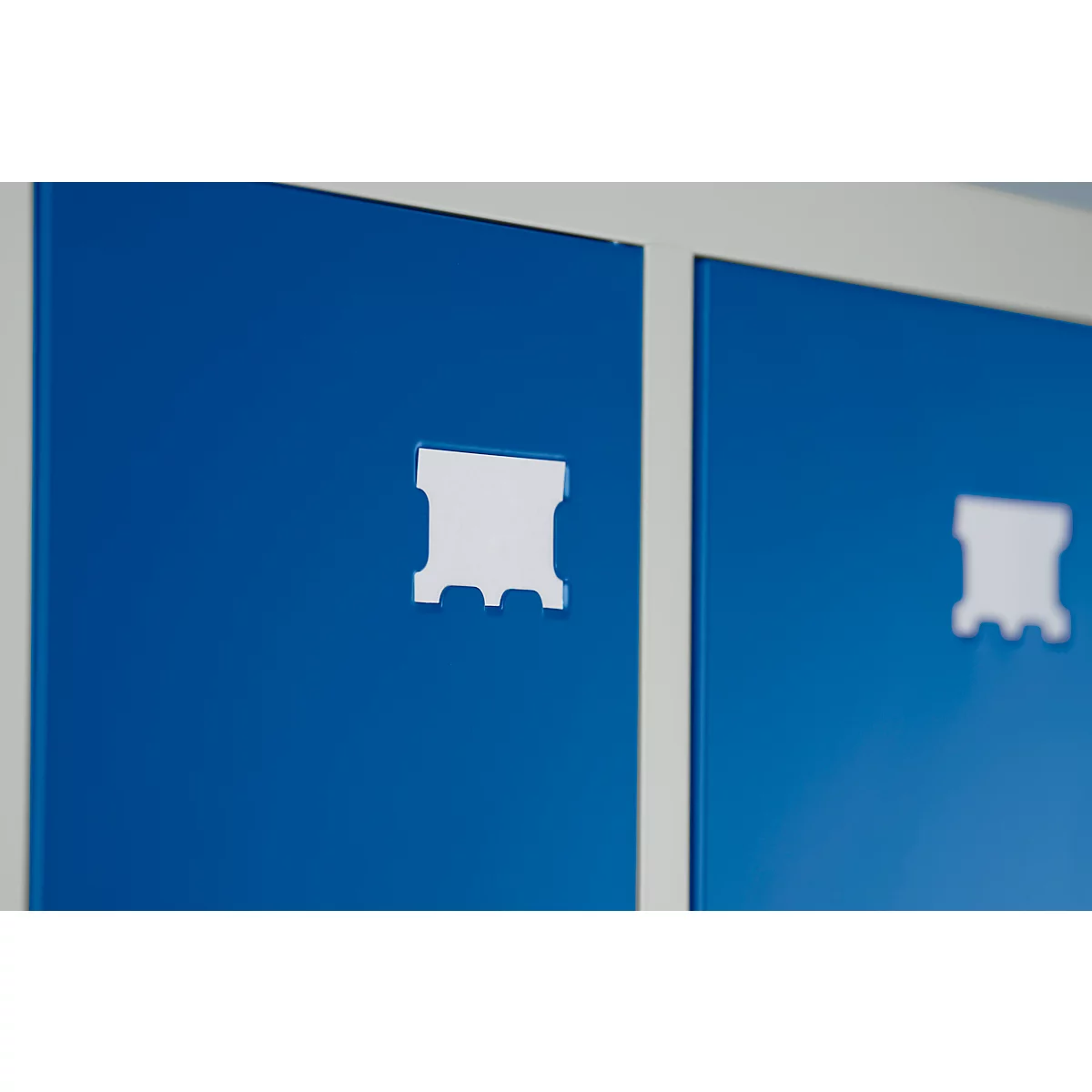 Kledinglocker met 2 compartimenten - stalen - B 600 x D 500 x H 1850 mm - op poten - draaigrendelslot - grijs/blauw - Schäfer Shop Pure