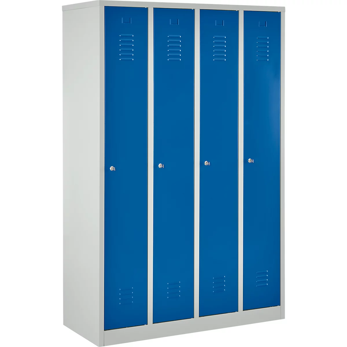 Kledinglocker - stalen - B 1170 x D 500 x H 1800 mm - 4 deuren - cilinderslot - lichtgrijs en gentiaanblauw