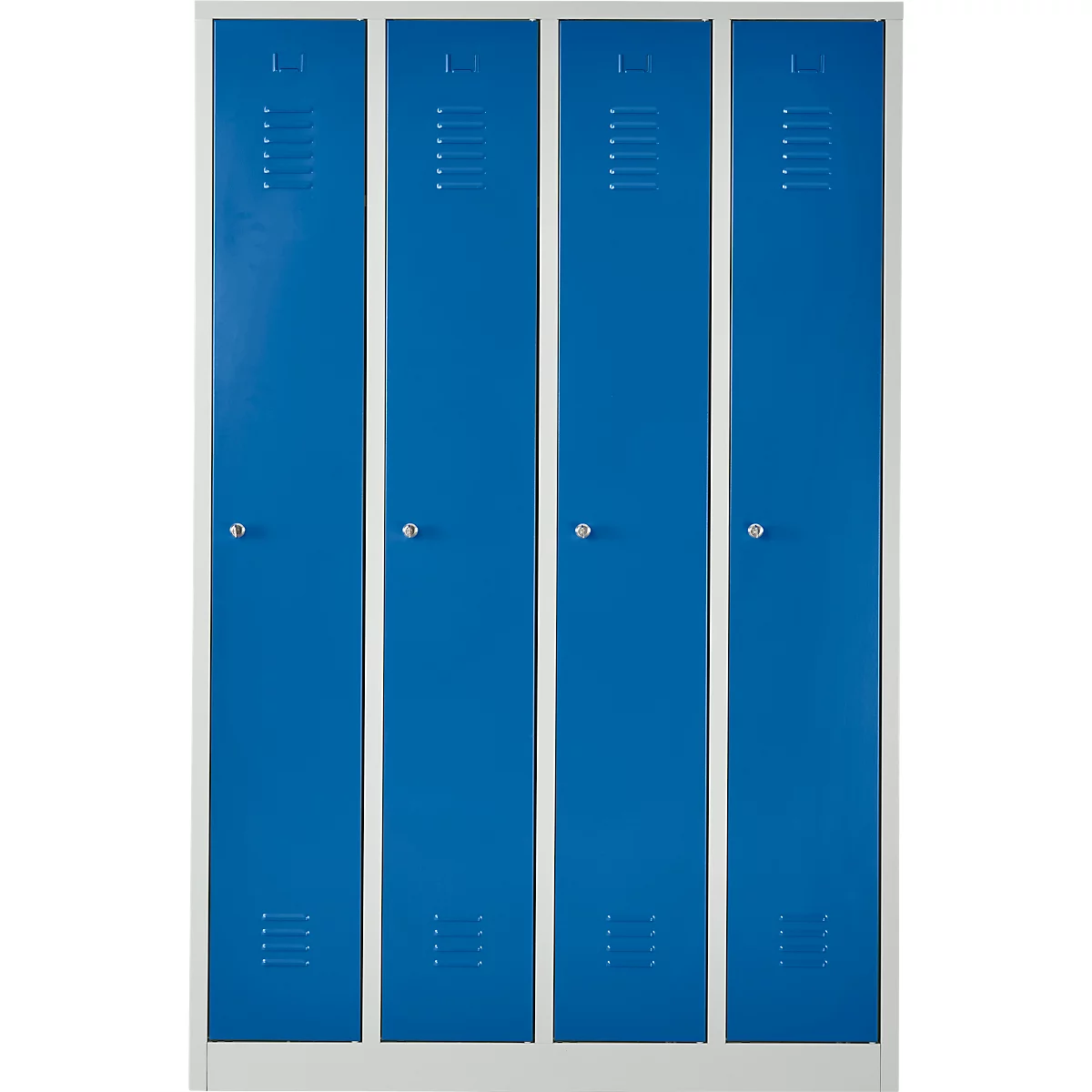 Kledinglocker - stalen - B 1170 x H 1800 mm - 4 deuren - cilinderslot - lichtgrijs en gentiaanblauw