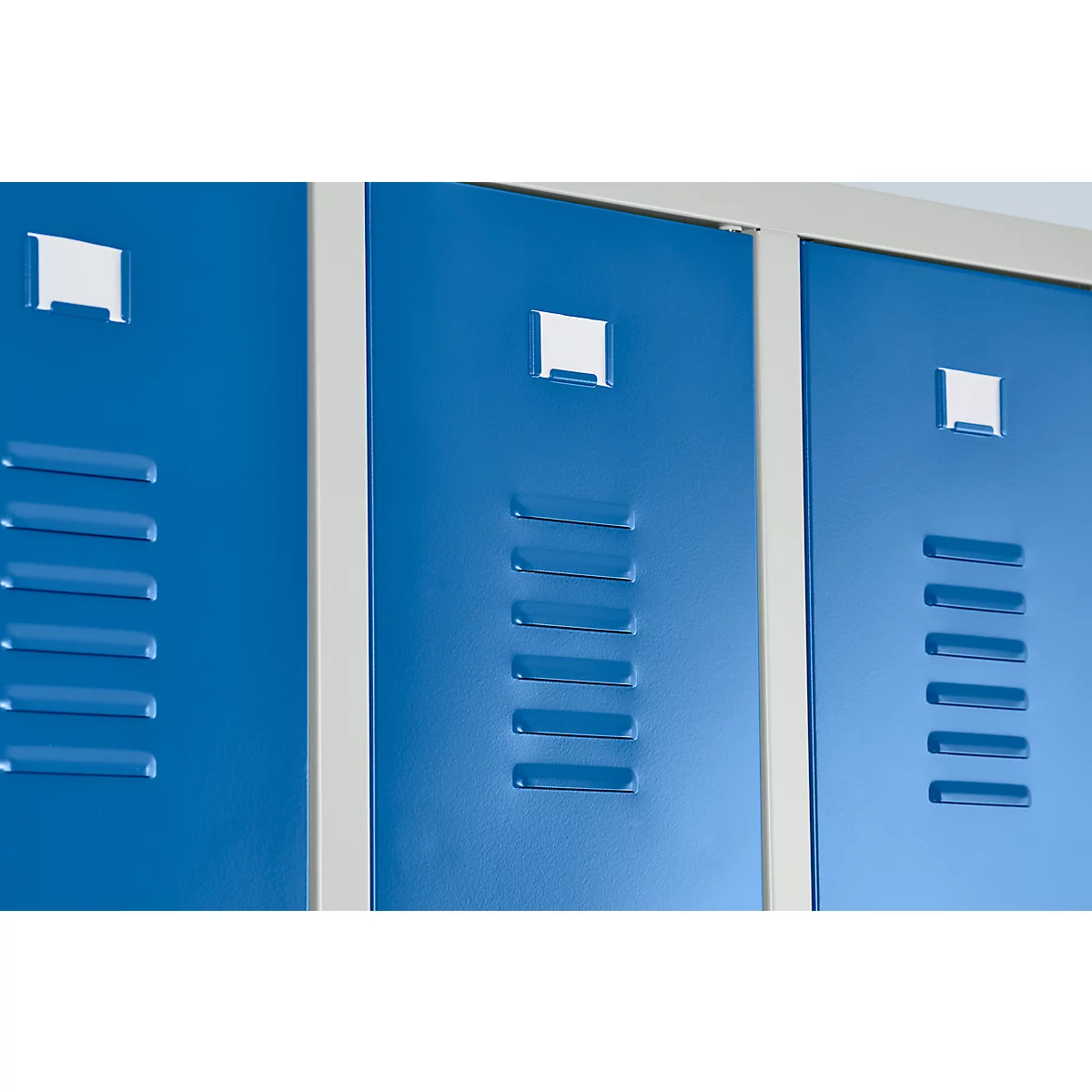 Kledinglocker - stalen - B 1170 x H 1800 mm - 4 deuren - draaislot- lichtgrijs en gentiaanblauw
