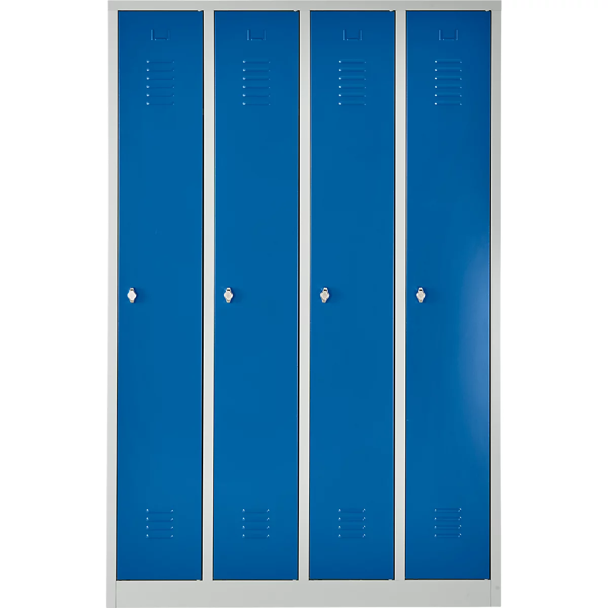 Kledinglocker - stalen - B 1170 x H 1800 mm - 4 deuren - draaislot- lichtgrijs en gentiaanblauw