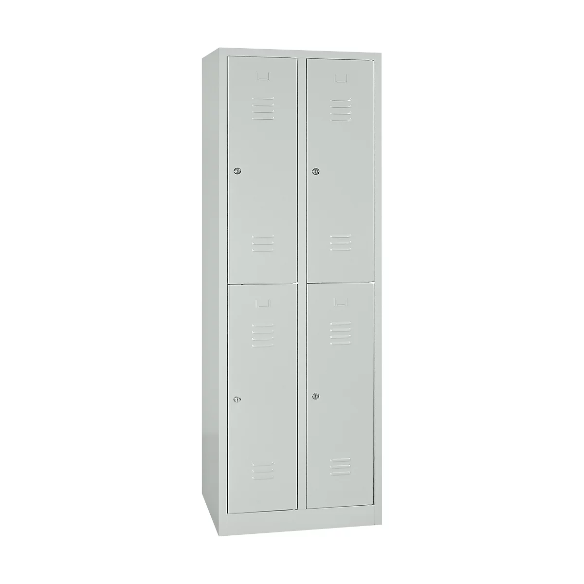 Kledinglocker, twee rijen, 2 x 2 compartimenten, cilinderslot, lichtgrijs/lichtgrijs
