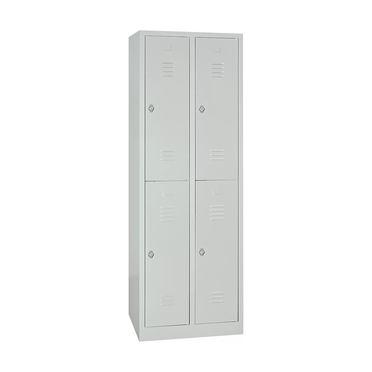 Kledinglocker, twee rijen, 2 x 2 compartimenten, draaigrendelslot, lichtgrijs/lichtgrijs