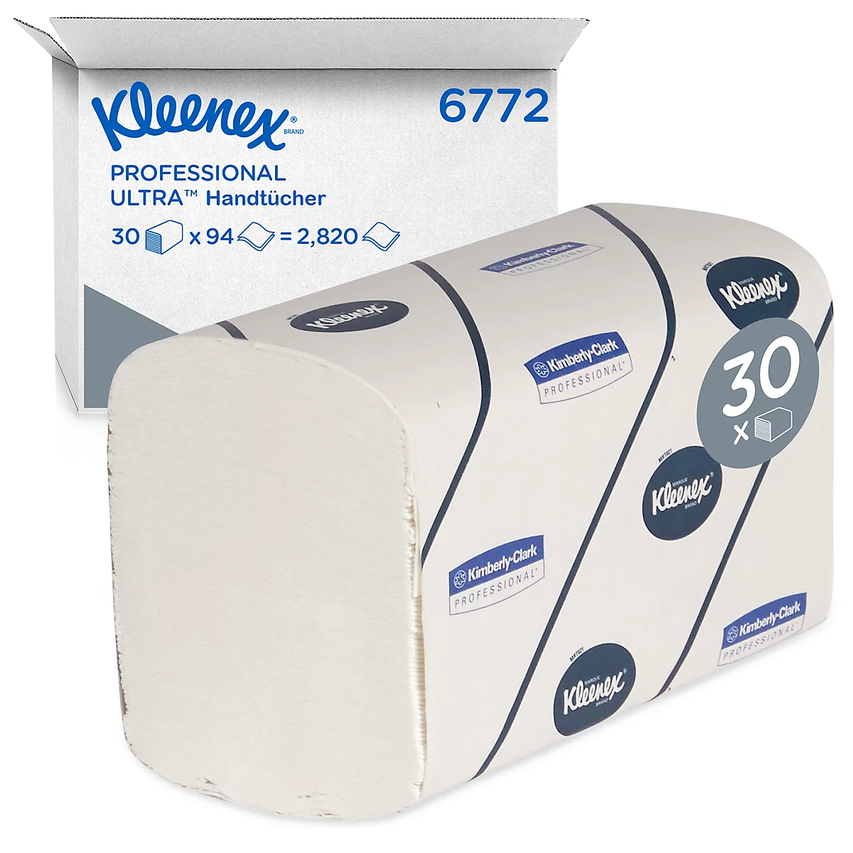 Kleenex® Handdoekjes Ultra 6772, 2-laags, interfold, 30 pakjes á 94 handdoekjes, wit