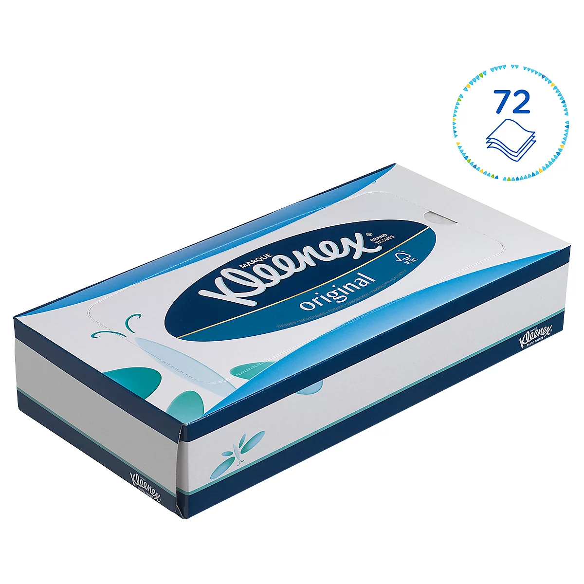 Kleenex® Kosmetiktücher 8824, 3-lagig, saugfähig, 12 Boxen á 72 Tücher, weiß