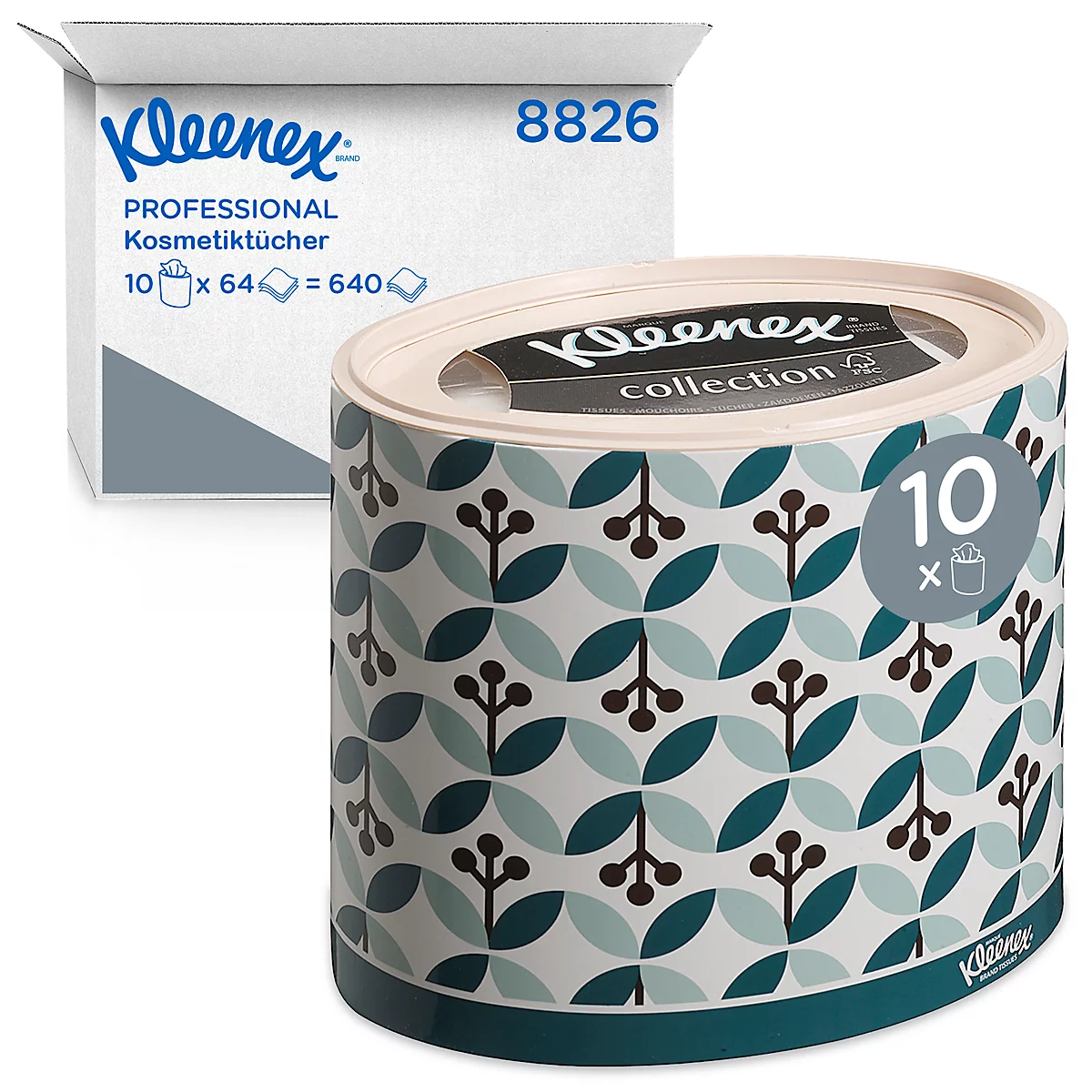 Kleenex® Kosmetiktücher 8826, 3-lagig, 1 Box = 64 Tücher, 1er Packung, weiß