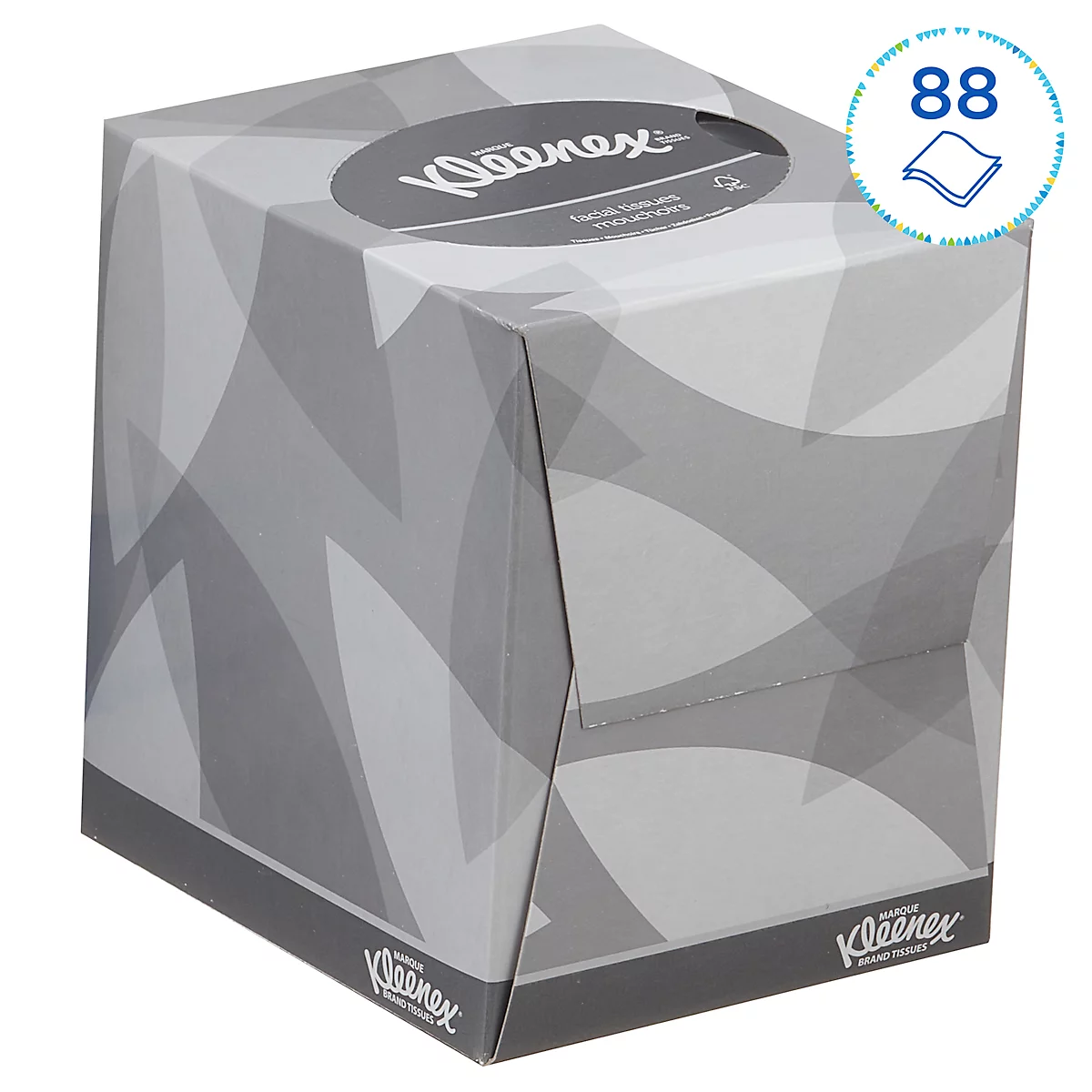 Kleenex® Kosmetiktücher 8834, 2-lagig, 12 Boxen á 88 Tücher, Einzeltuchentnahme, weiß