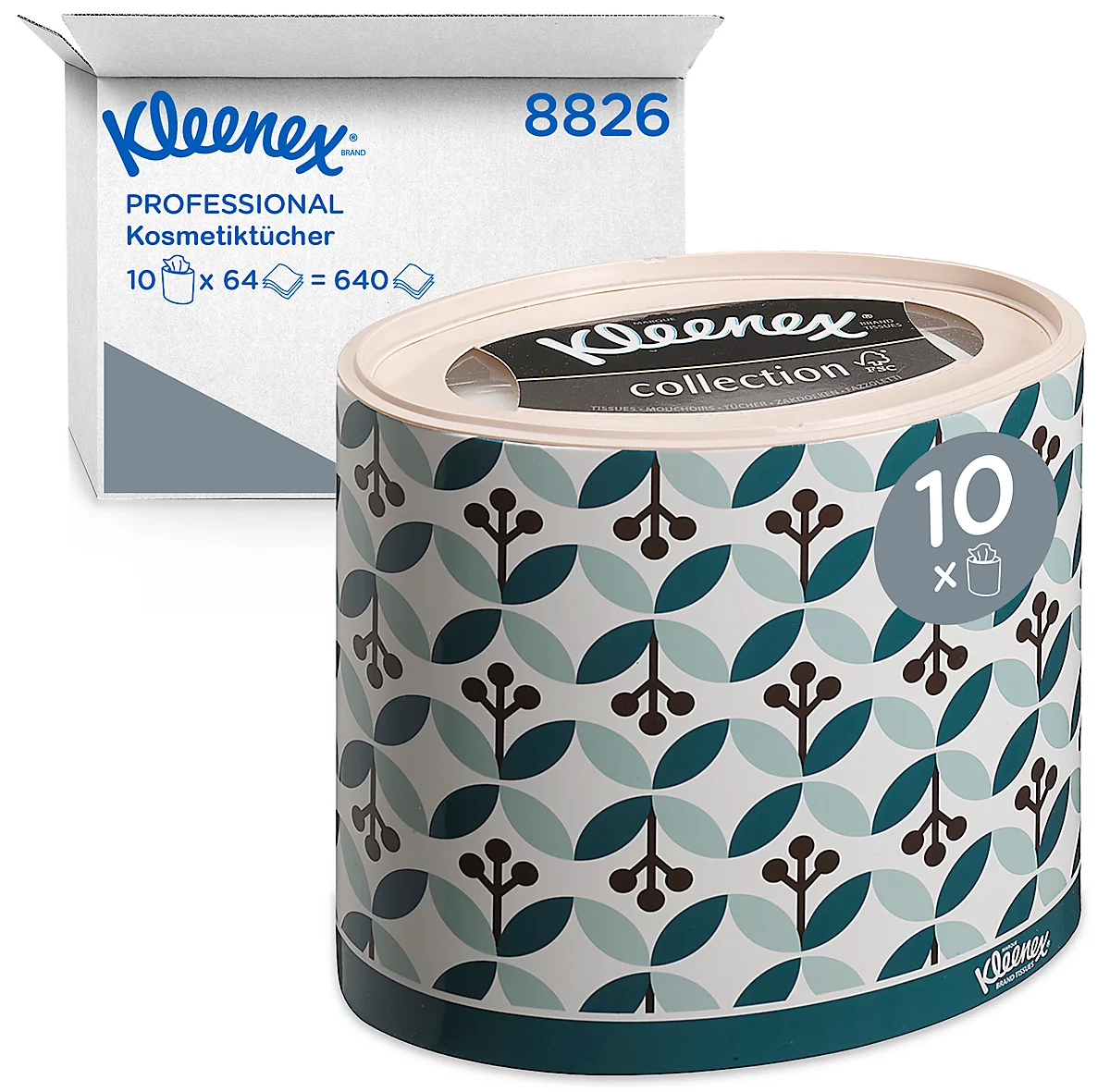 Kleenex® Mouchoirs cosmétiques 8826, 3 plis, 1 boîte = 64 mouchoirs,  disponible en paquet de 1 ou 10, blanc acheter à prix avantageux