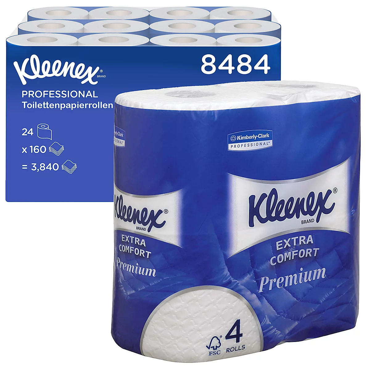 Kleenex® Toilettenpapier 8484, 4-lagig, 6 Päckchen á 4 Rollen, 160 Blatt/Rolle, weiß