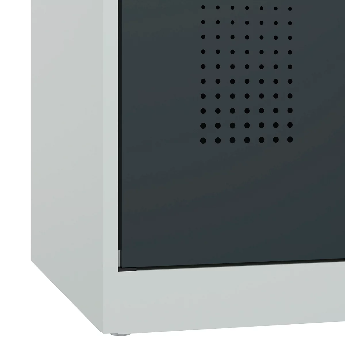Kleiderspind C+P Evolo Plus, 2 Abteile, Anschlag rechts, Sicherheits-Drehriegel, B 800 x T 500 x H 1850 mm, lichtgrau/anthrazitgrau