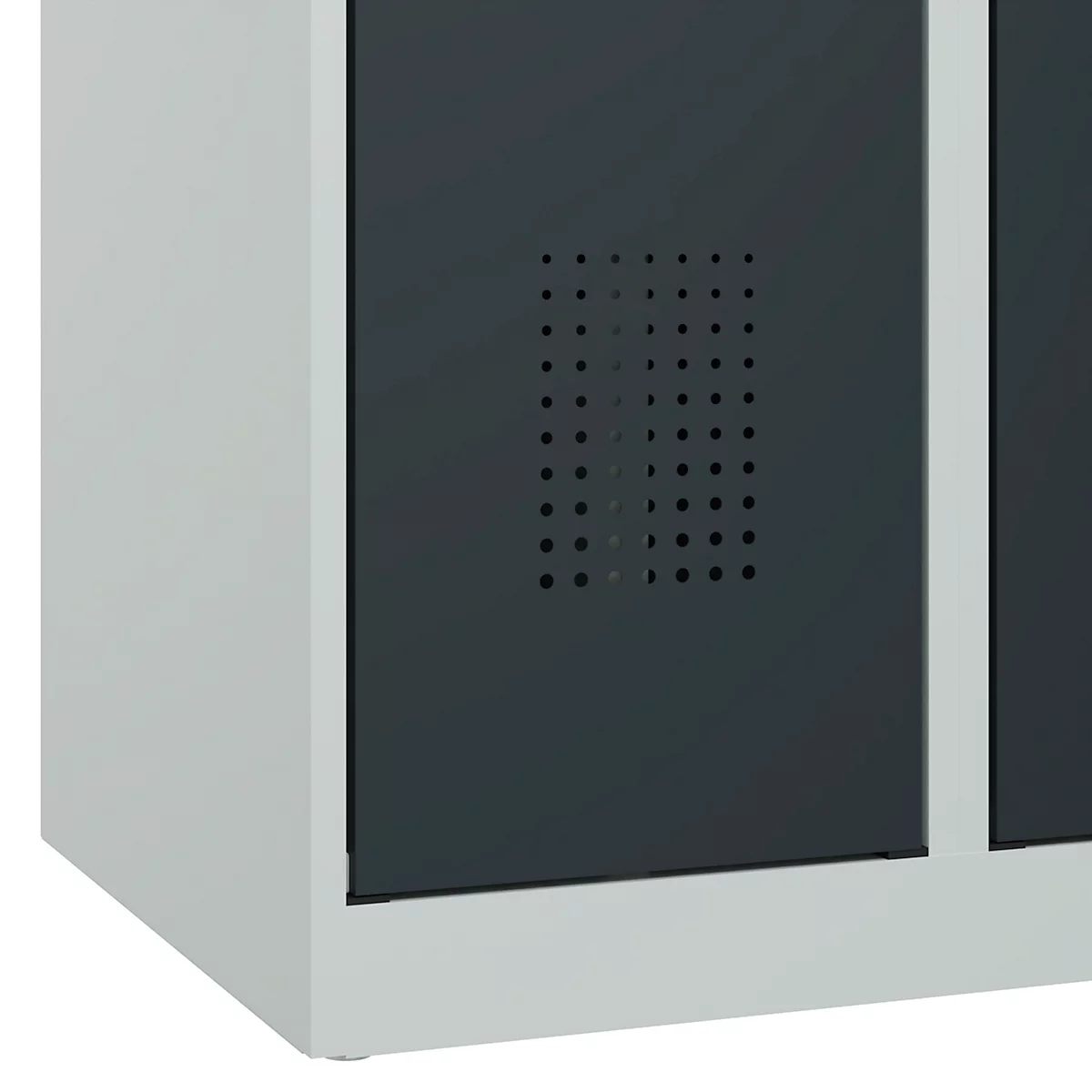 Kleiderspind C+P Evolo Plus, 2 Abteile, Anschlag rechts, Sicherheits-Drehriegel, Soft-Anschlag, B 600 x T 500 x H 1850 mm, lichtgrau/anthrazitgrau