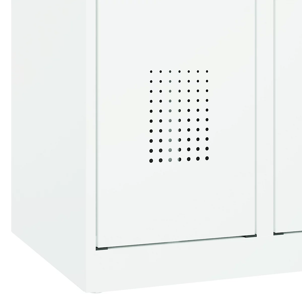 Kleiderspind C+P Evolo Plus, 2 Abteile, Anschlag rechts, Sicherheits-Drehriegel, Soft-Anschlag, B 600 x T 500 x H 1850 mm, verkehrsweiß/verkehrsweiß