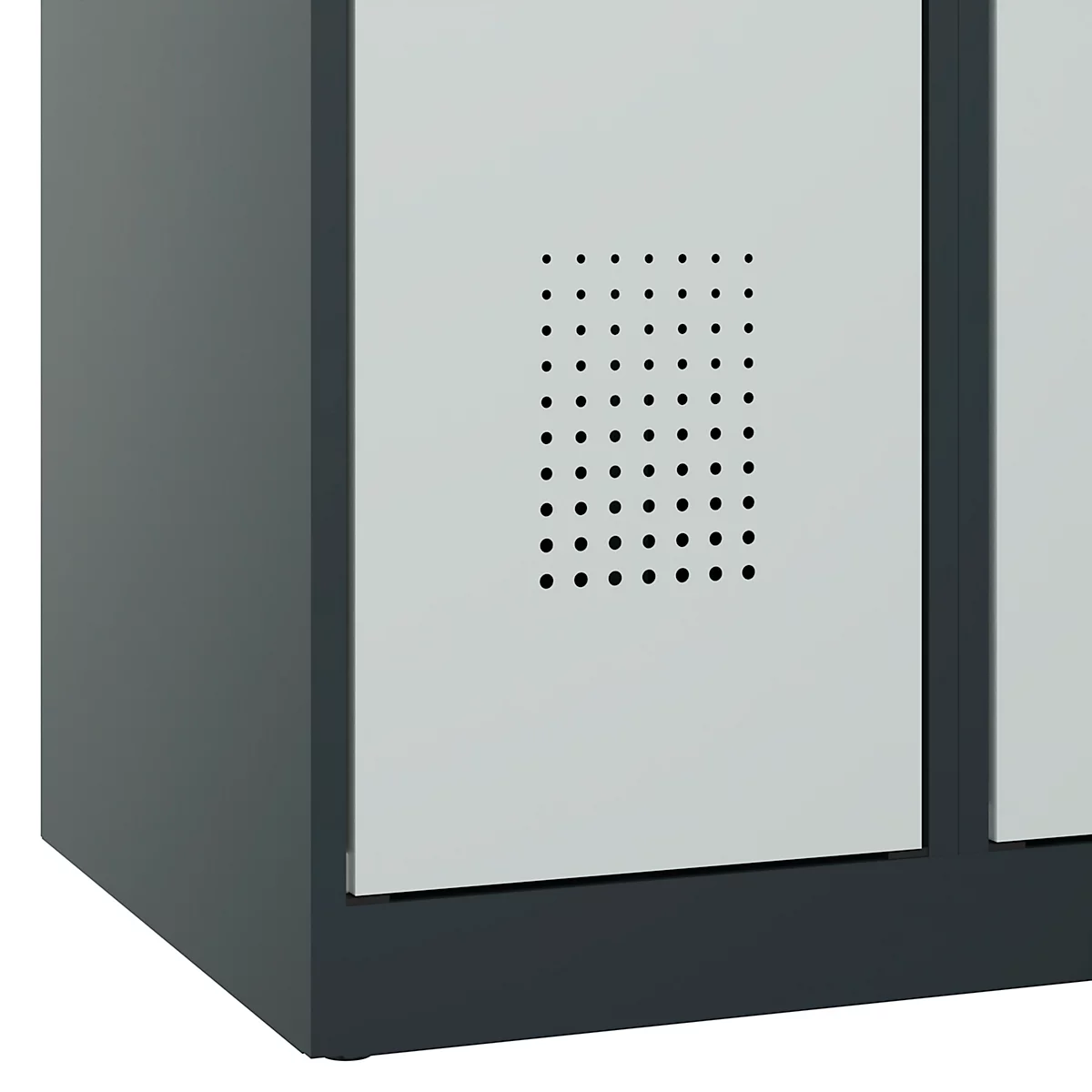 Kleiderspind C+P Evolo Plus, 2 Abteile, Anschlag rechts, Zylinderschloss, Soft-Anschlag, B 600 x T 500 x H 1850 mm, anthrazitgrau/lichtgrau