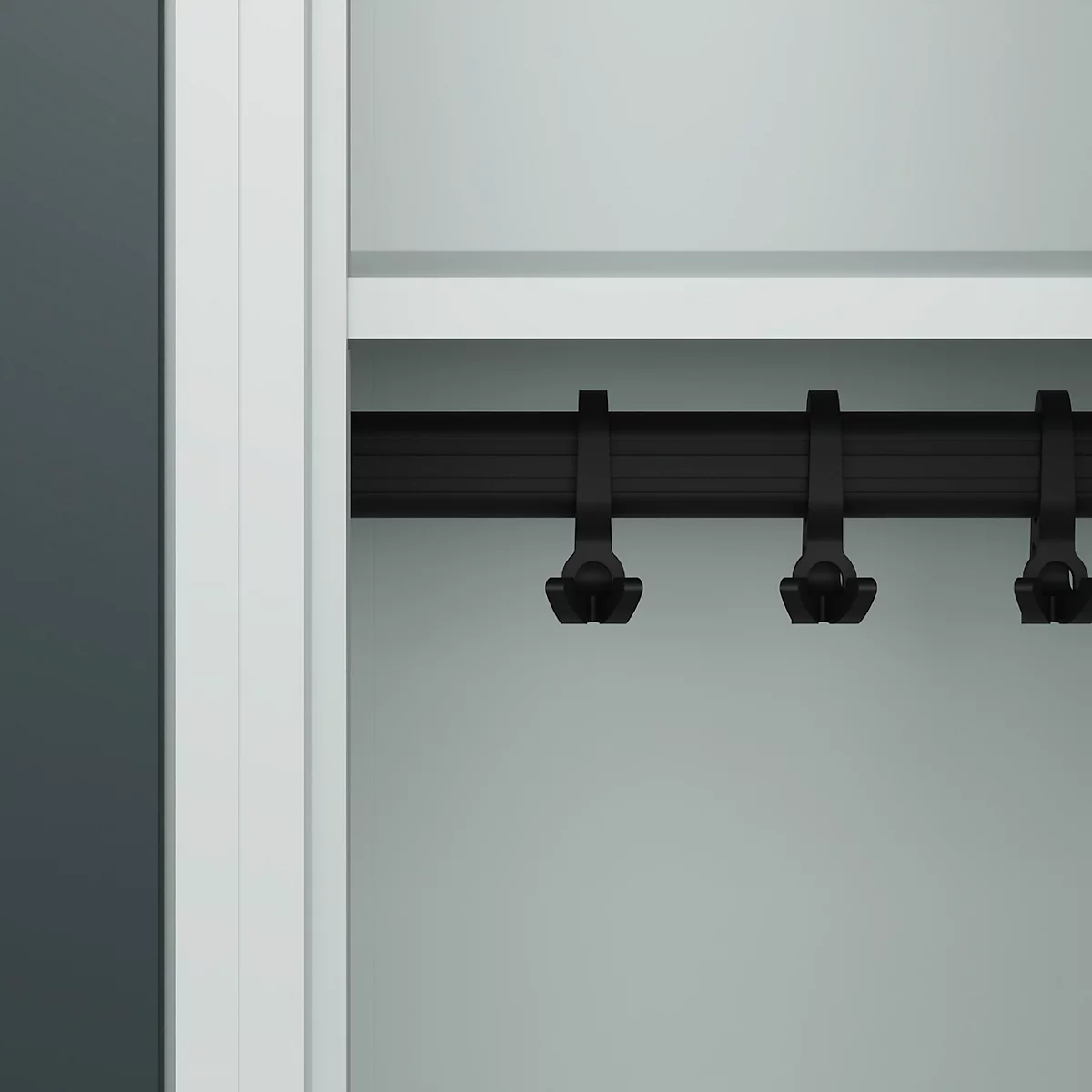 Kleiderspind C+P Evolo Plus, 2 Abteile, Anschlag rechts, Zylinderschloss, Soft-Anschlag, B 600 x T 500 x H 1850 mm, lichtgrau/anthrazitgrau
