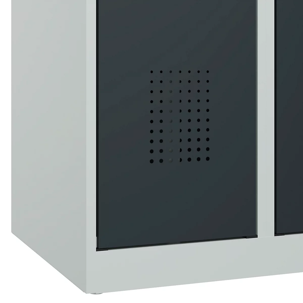 Kleiderspind C+P Evolo Plus, 2 Abteile, Anschlag rechts, Zylinderschloss, Soft-Anschlag, B 600 x T 500 x H 1850 mm, lichtgrau/anthrazitgrau