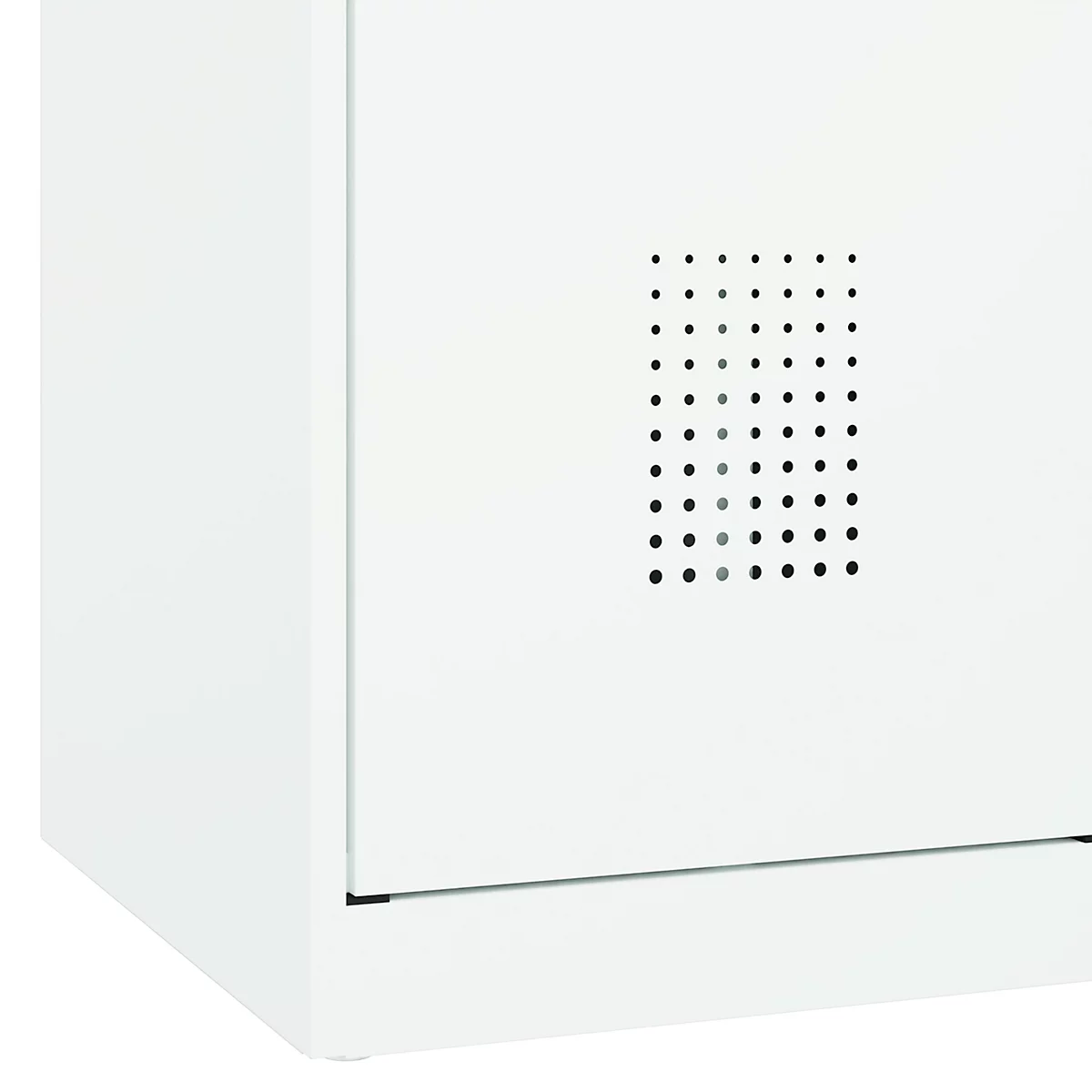 Kleiderspind C+P Evolo Plus, 3 Abteile, 400 mm breit, Zylinderschloss, Soft-Anschlag, B 1.200 x T 500 x H 1.850 m, verkehrsweiß/verkehrsweiß