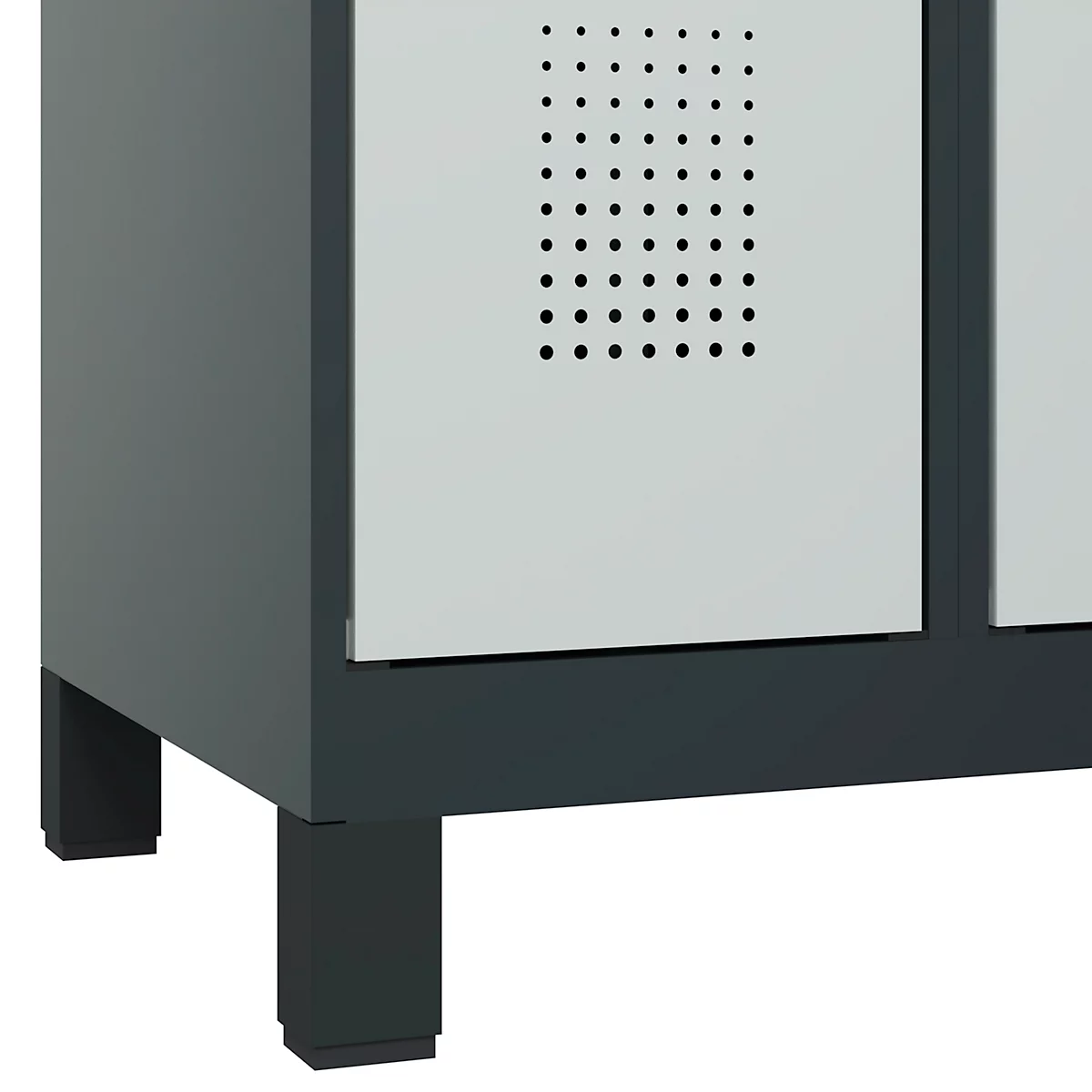 Kleiderspind C+P Evolo Plus, 3 Abteile, Anschlag rechts, Zylinderschloss, B 900 x T 500 x H 1950 mm, anthrazitgrau/lichtgrau