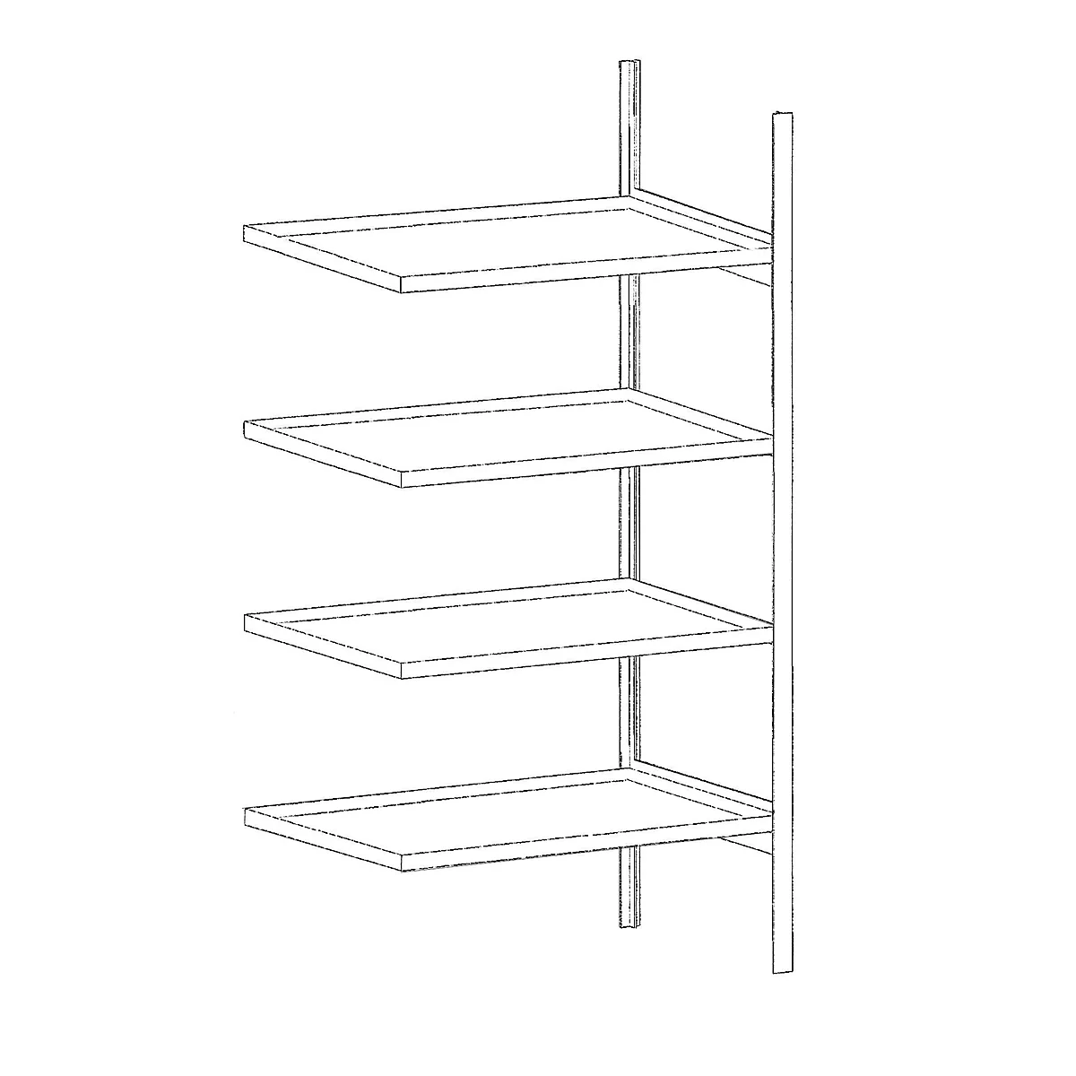 Kleingebinderegal BAUER S 3020-4E, Anbauregal, B 1000 x T 600 x H 2000 mm, 4 Auffangwannen