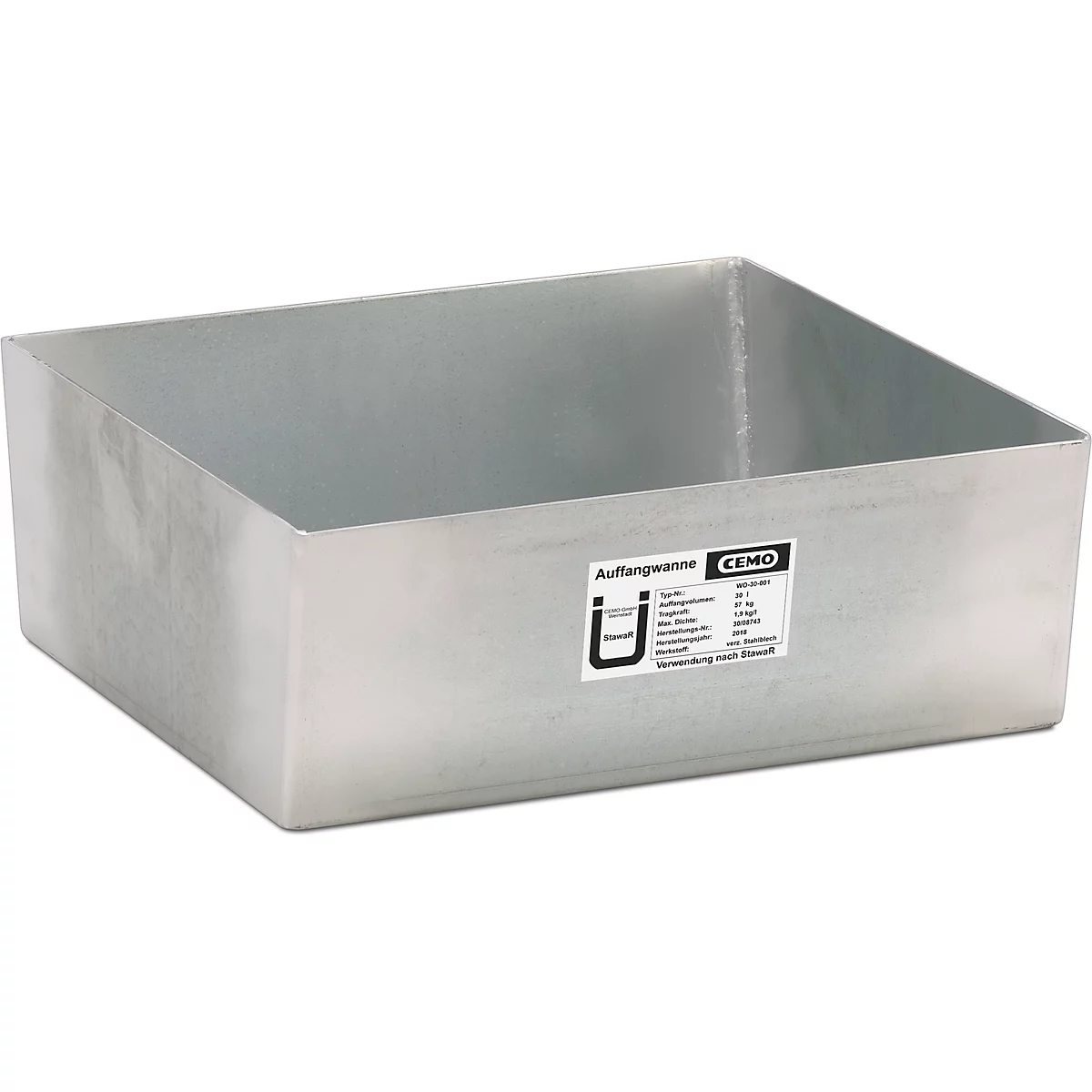 Kleingebindewanne CEMO Q30, Stahl, 30 l Auffangvolumen, L 460 x B 435 x H 170 mm