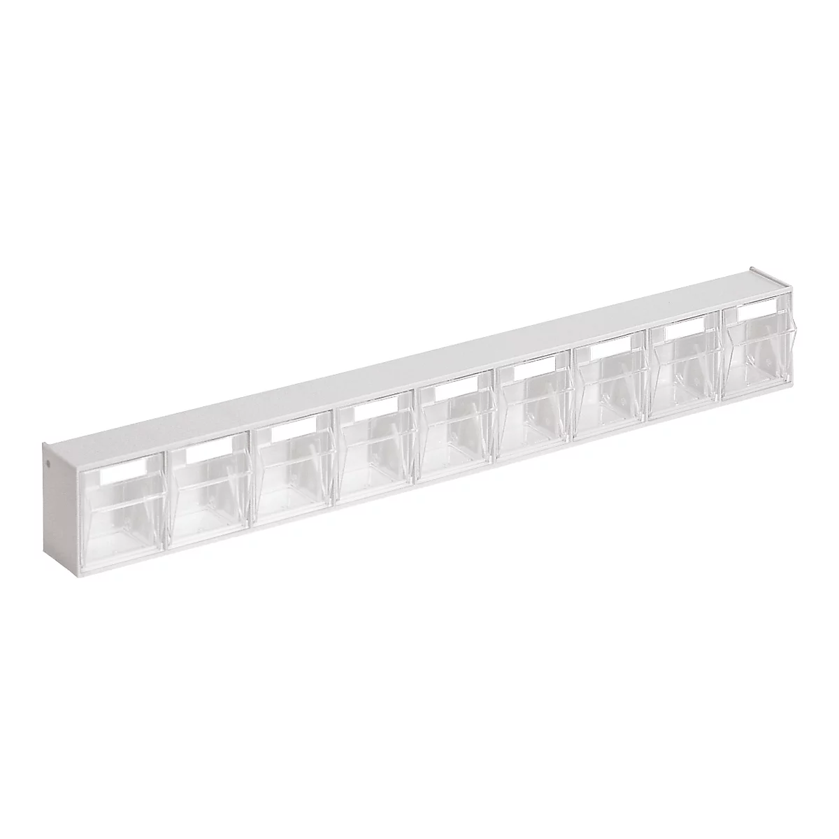 Kleinteilemagazin MultiStore, Reihengröße 9, B 600 x T 51 x H 77 mm, Volumen 0,9 l, stapelbar, Polystyrol, weiß/transp.