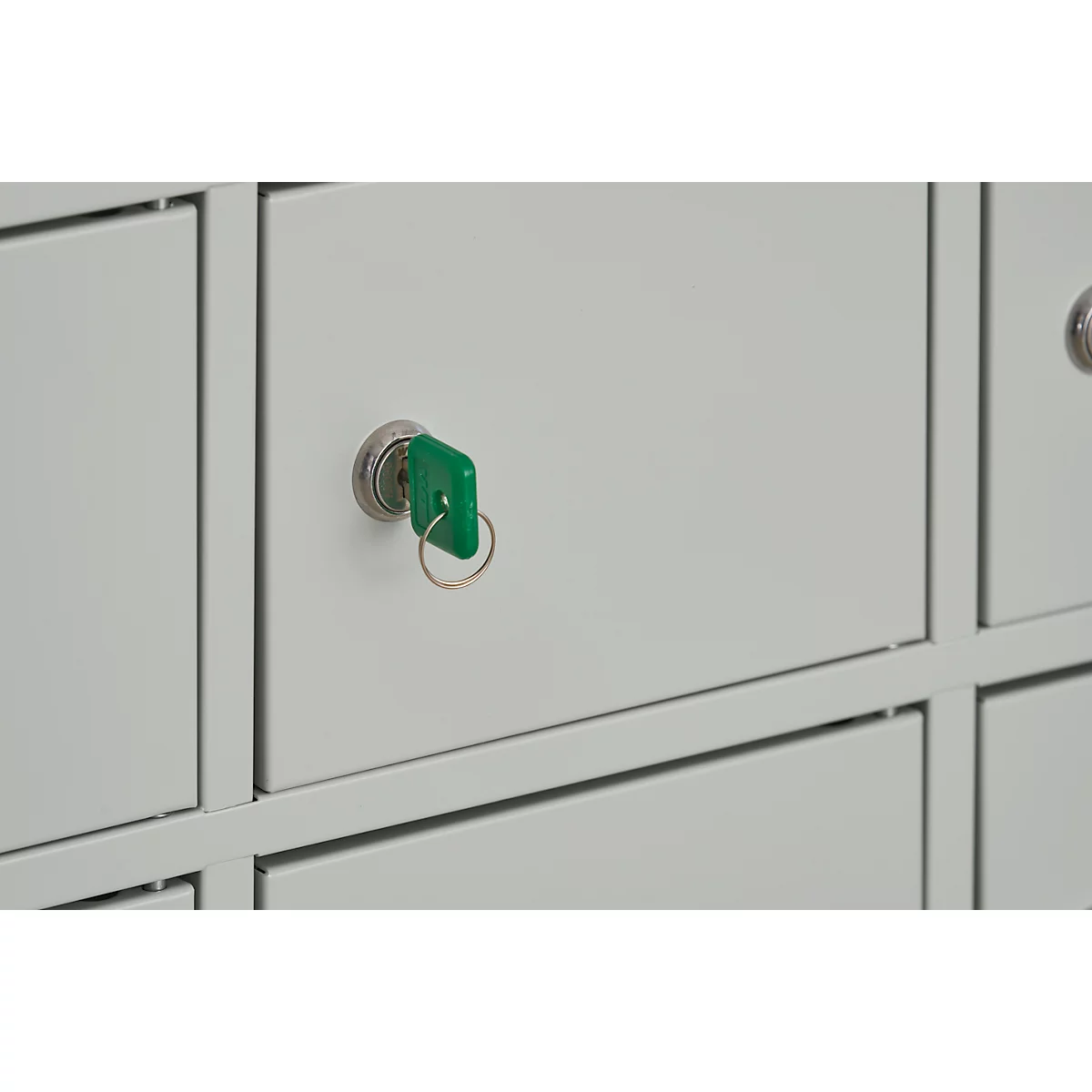 kluis met 50 afsluitbare compartimenten - metaal - B 980 x D 200 x H 1530 mm - lichtgrijs RAL 7035 - met metalen afdekplaat. - ons merk Schäfer Shop Select