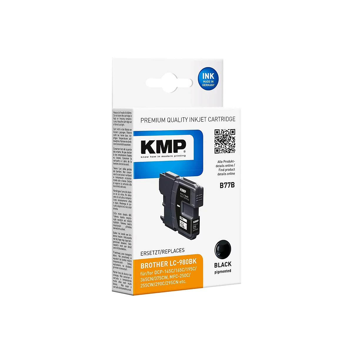 KMP B77B - Schwarz - Tintenpatrone (Alternative zu: Brother LC980BK)